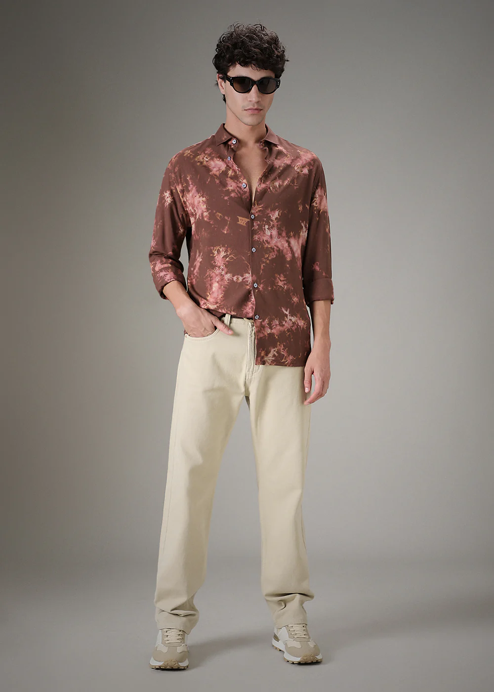 Brown Dye Printed Shirt - Image 6