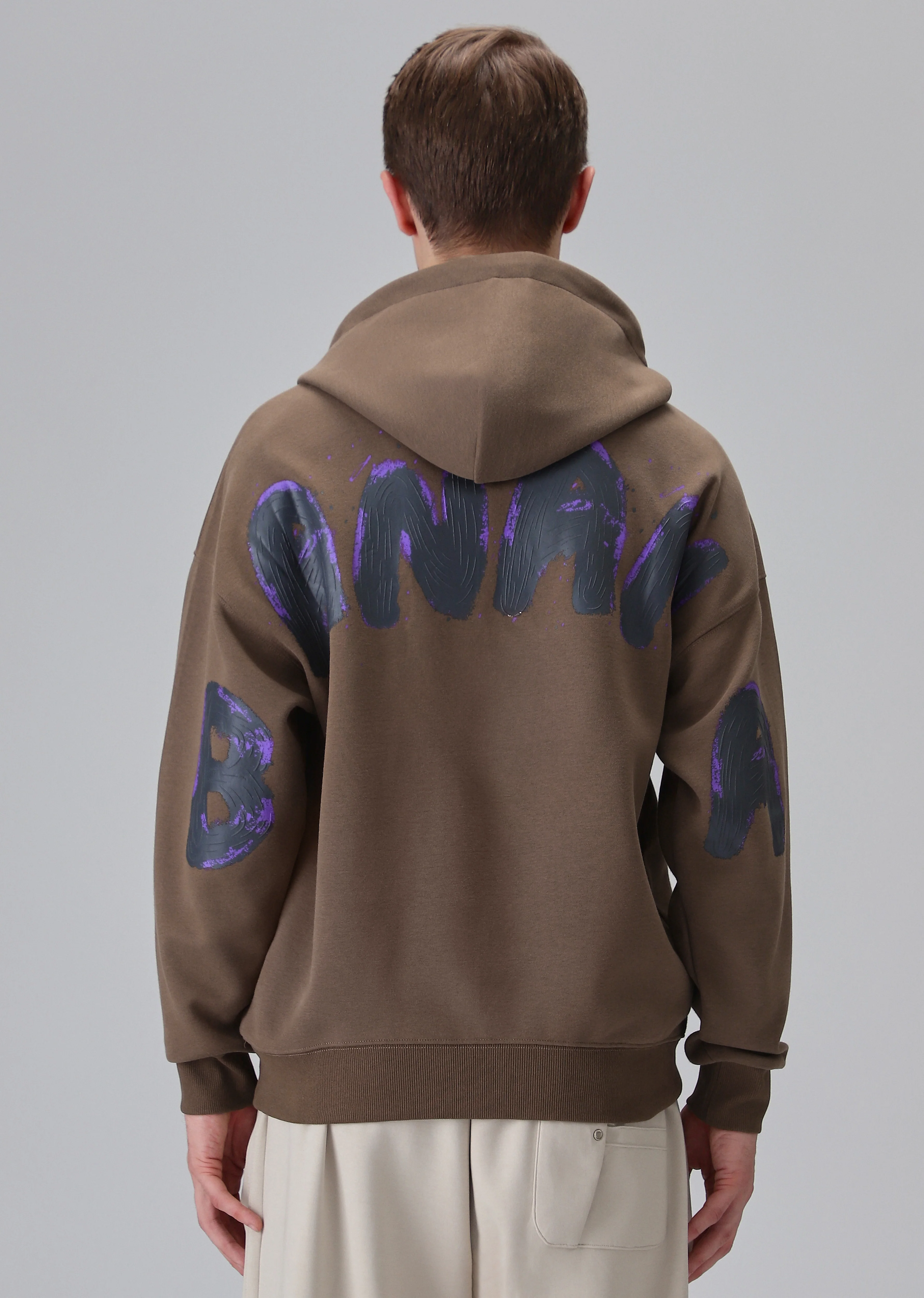 Brown Embossed Hoodie - Image 2