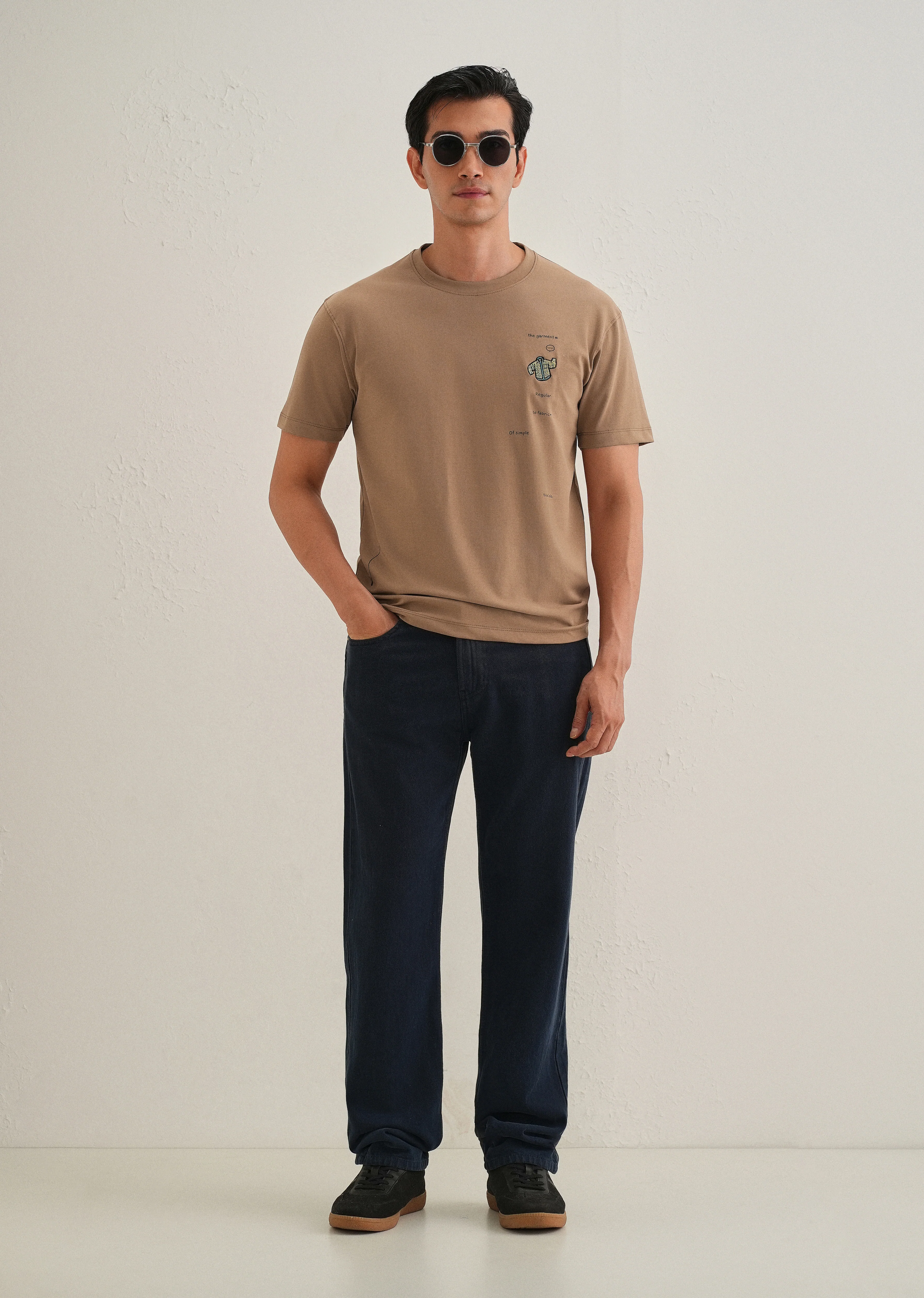 Brown Embroidered Regular Fit T-Shirt - Image 7
