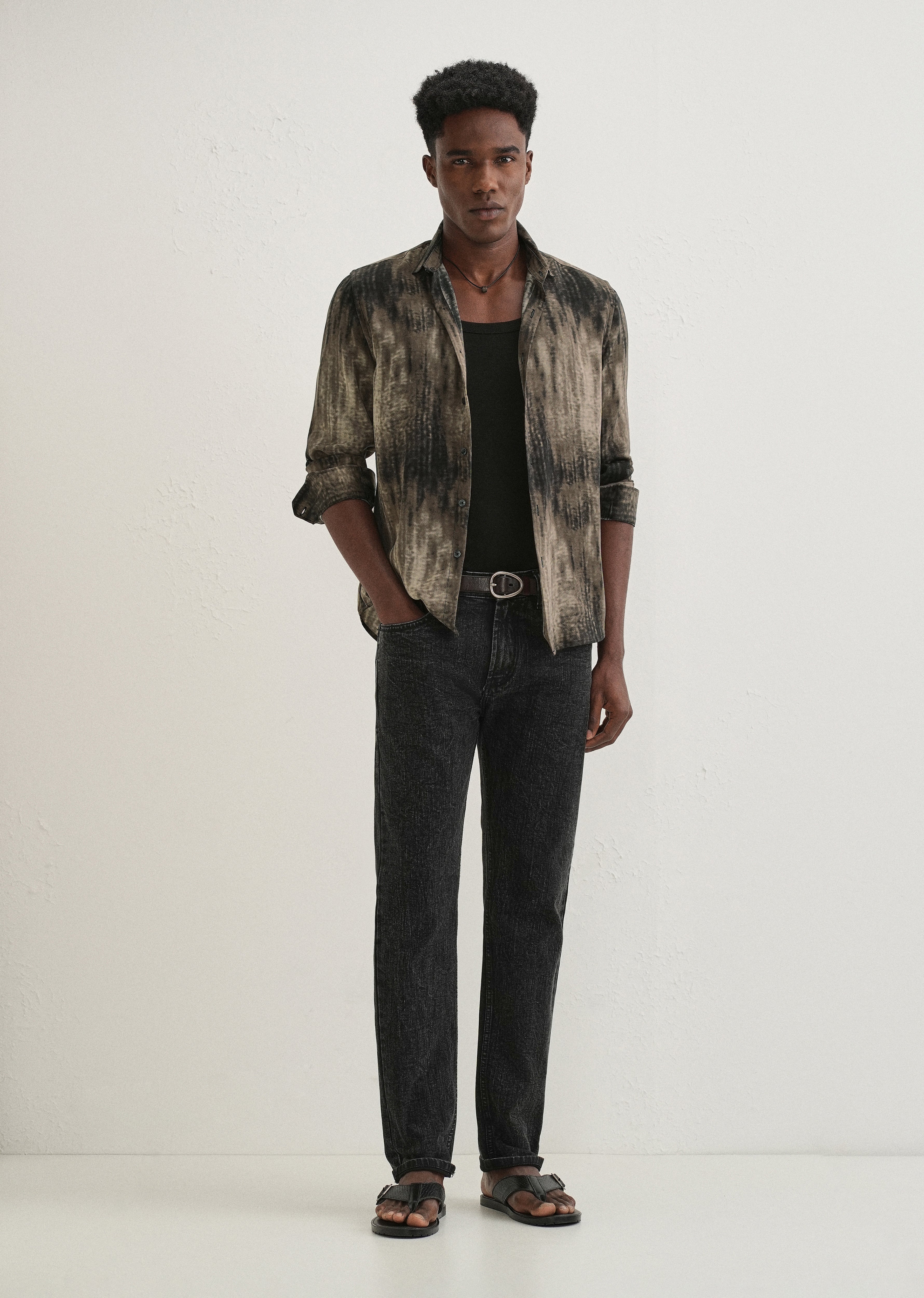 Brown Fade Abstract Printed Shirt - Image 6