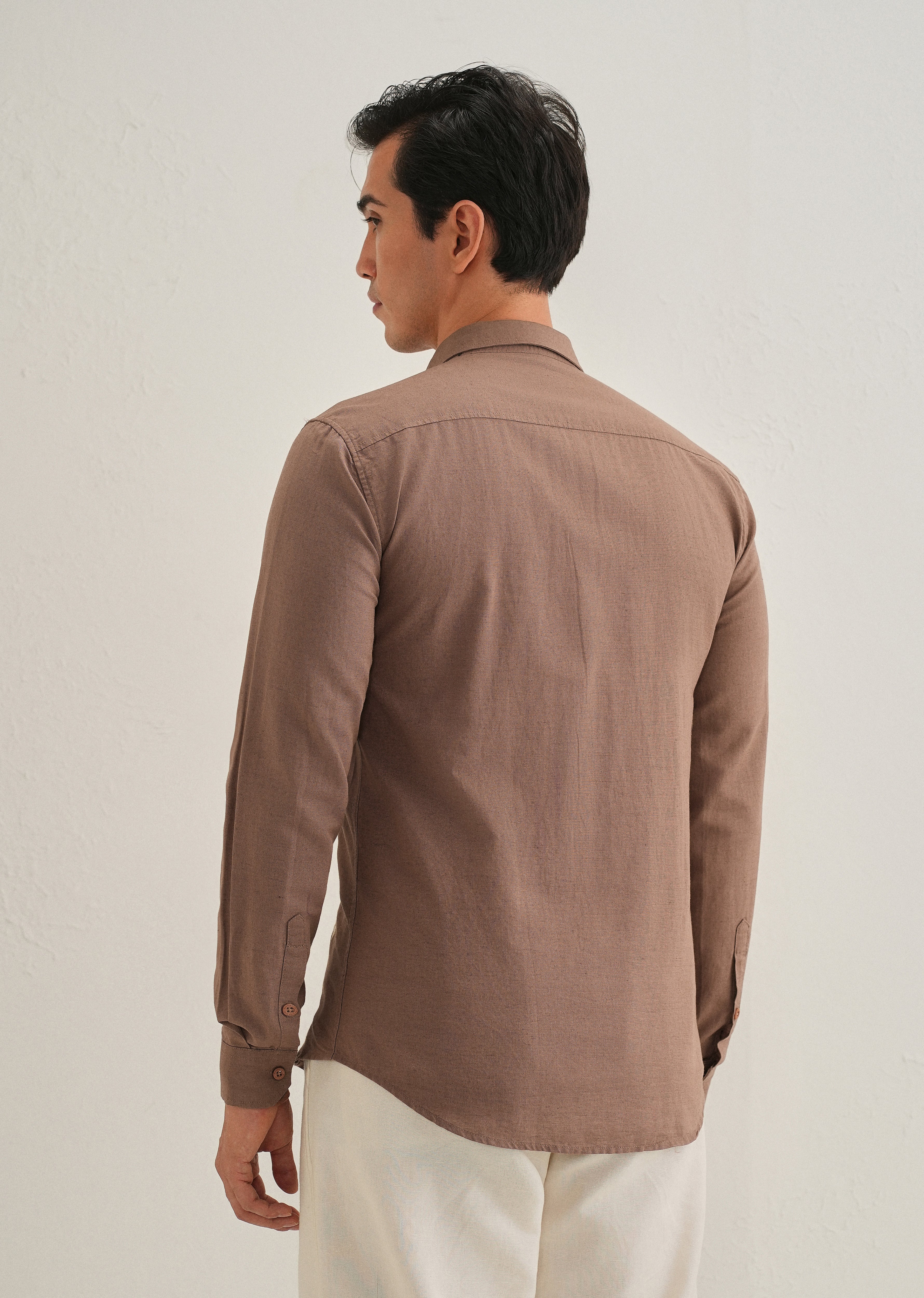 Brown Floral Embroidered Cuban Collar Shirt - Image 5