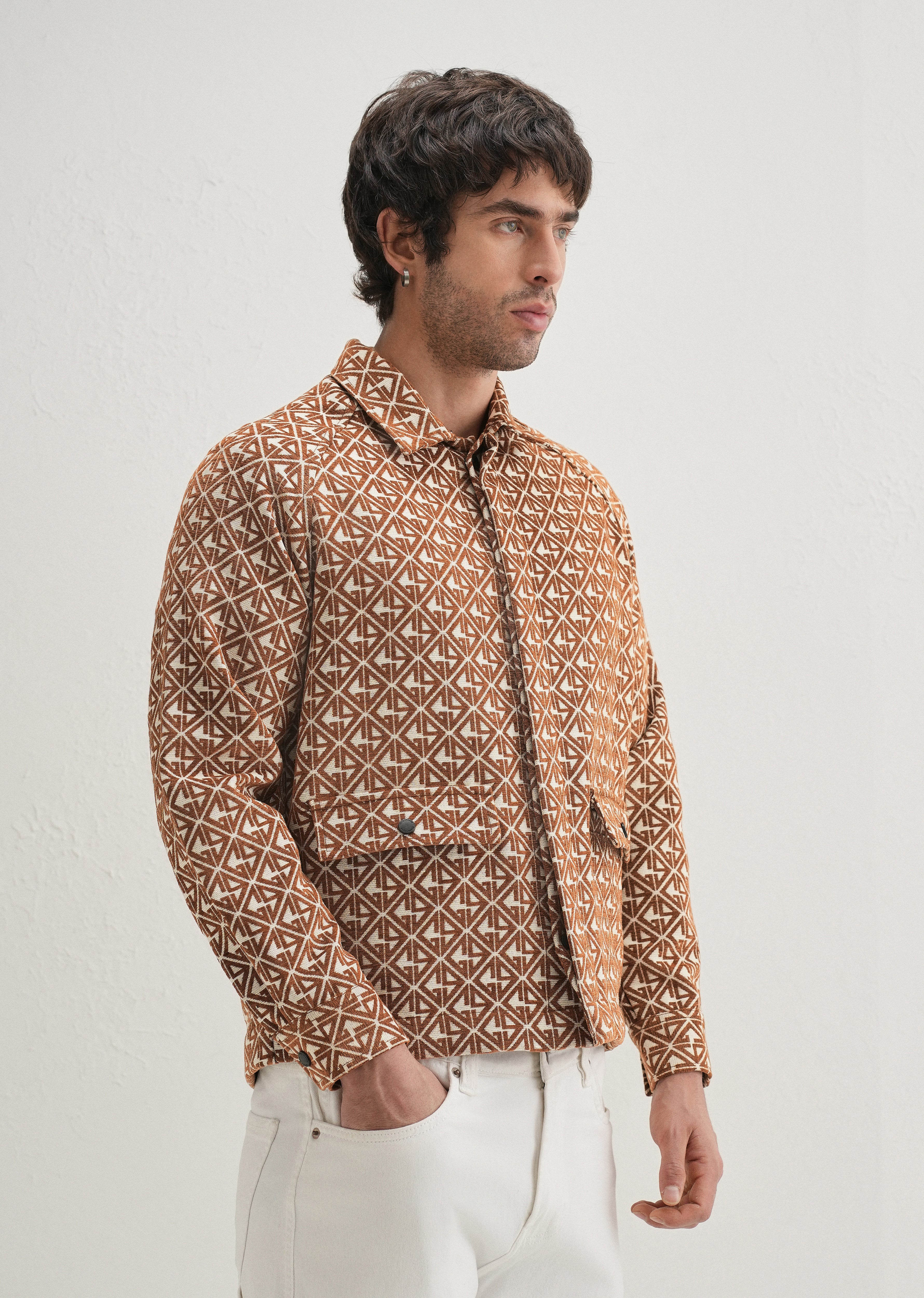 Brown Geometric Pattern Shacket - Image 5
