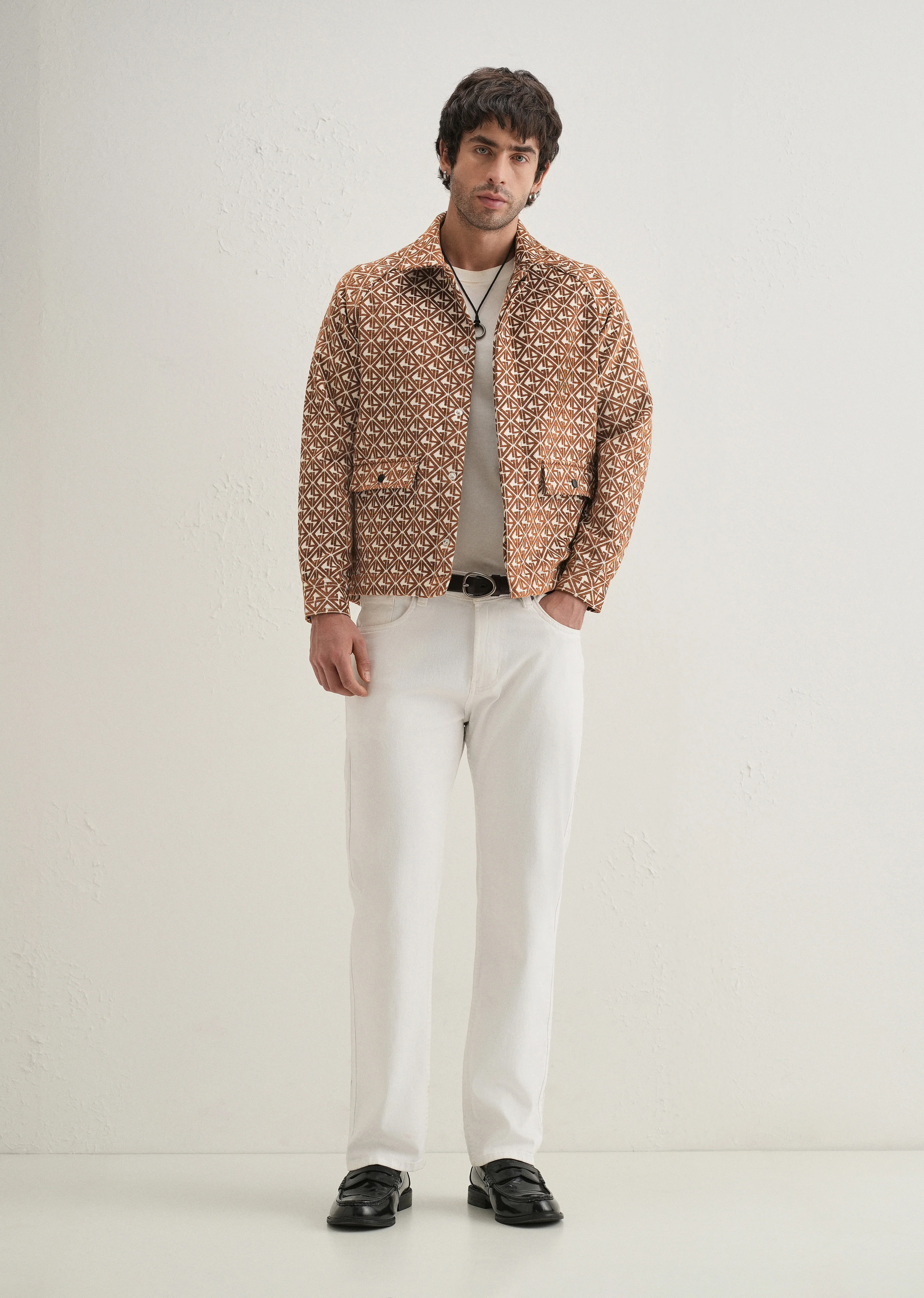 Brown Geometric Pattern Shacket - Image 7