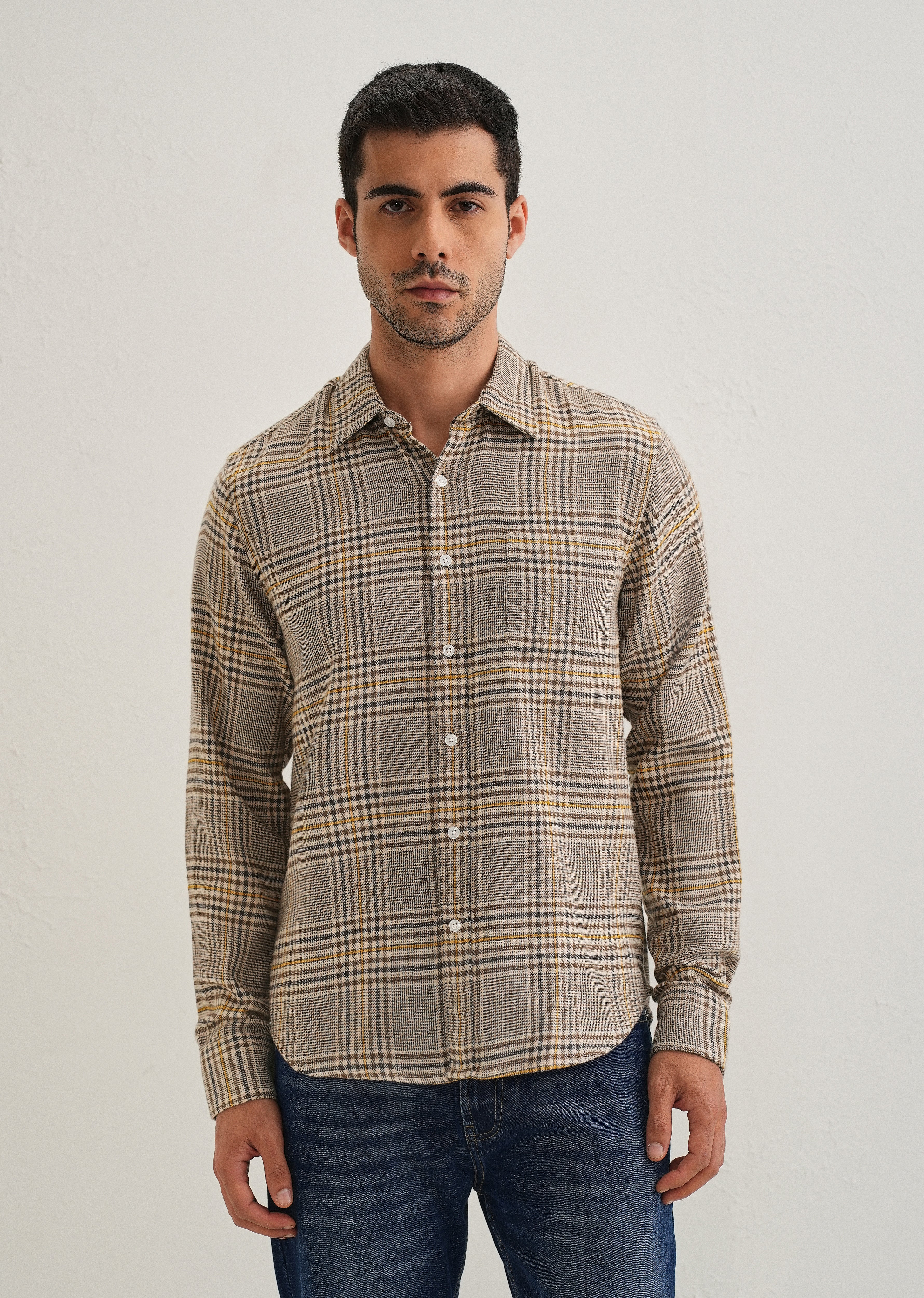 Brown Glen Plaid Check Shirt - Image 4