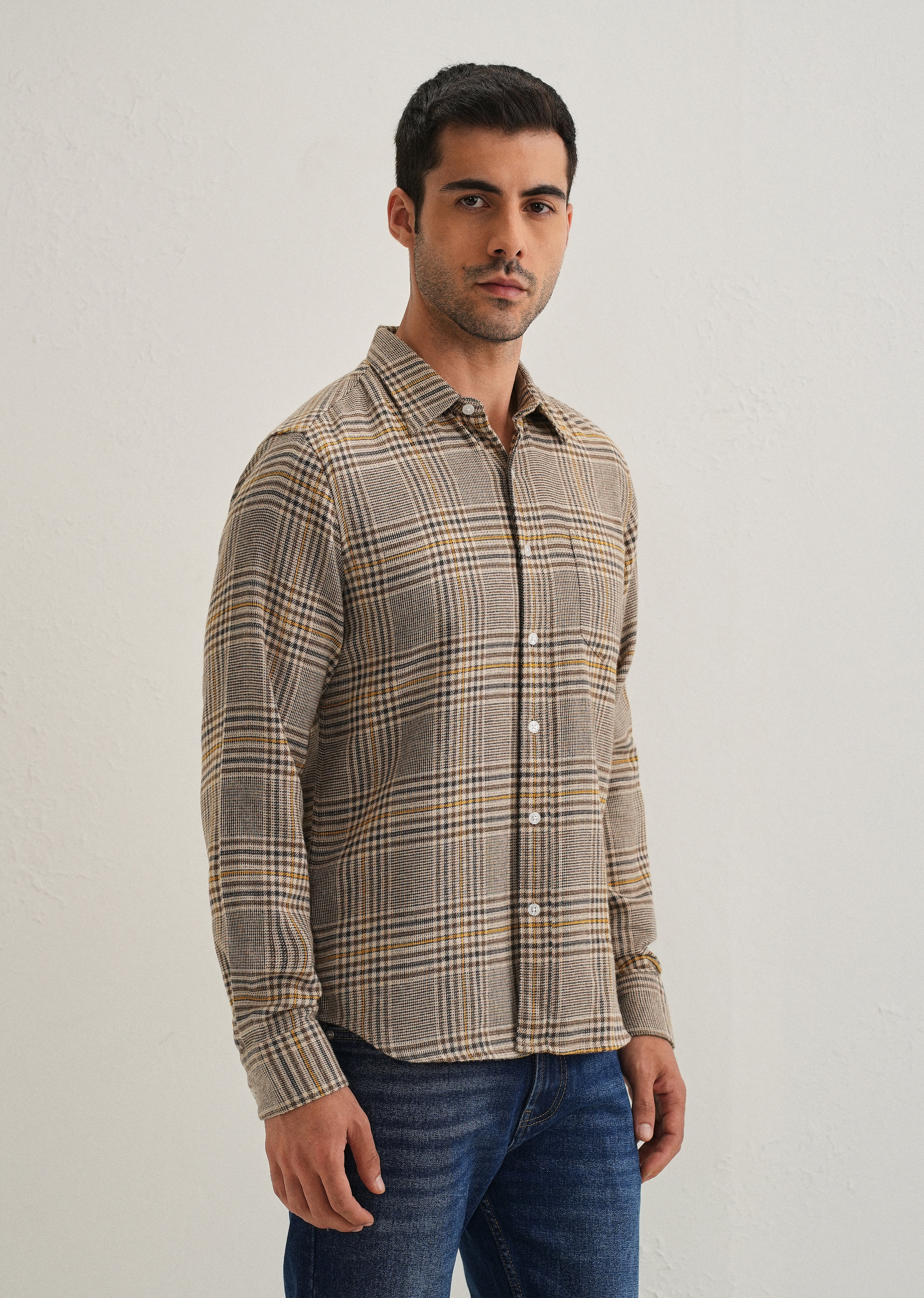 Brown Glen Plaid Check Shirt - Image 6