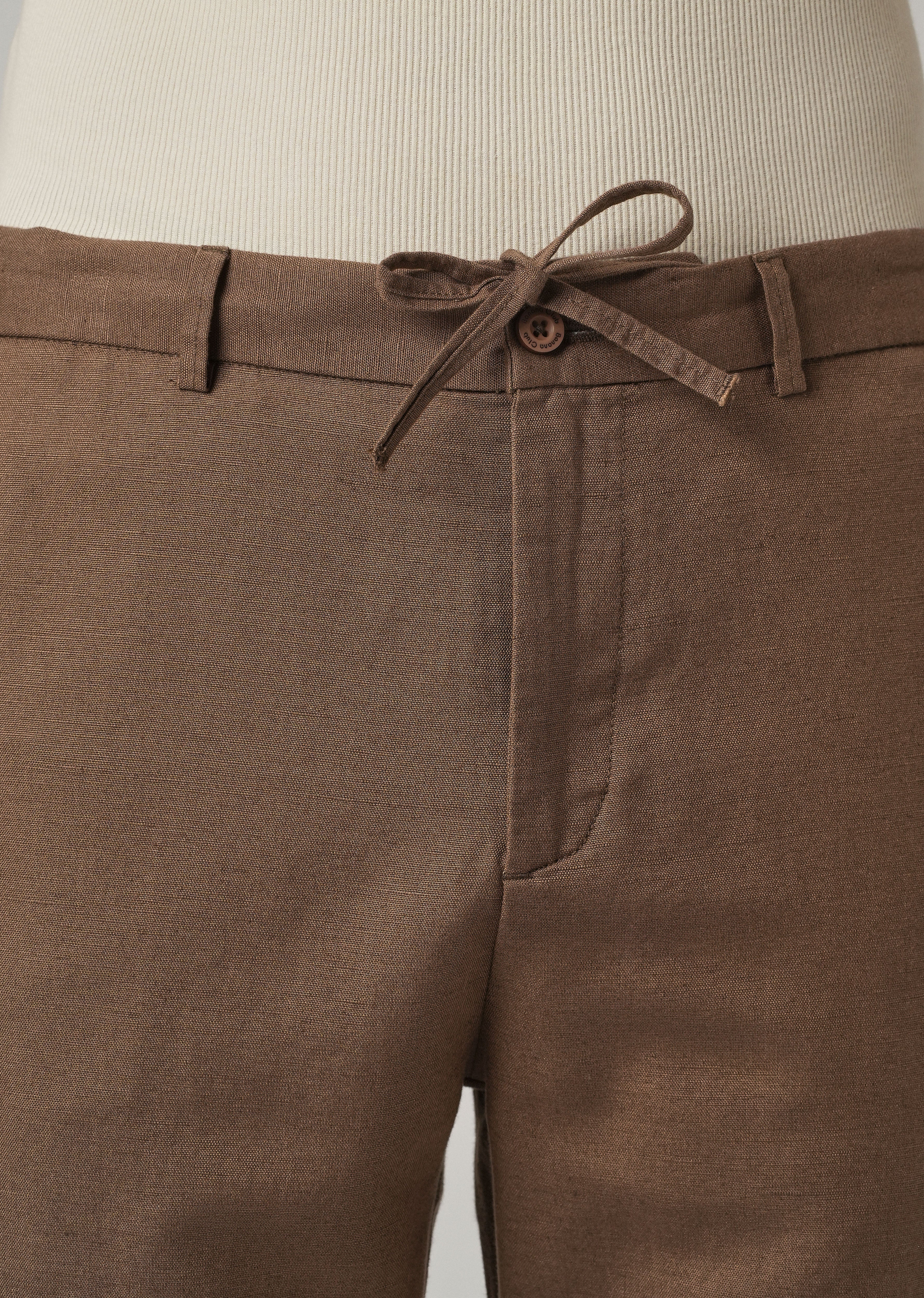 Brown Linen Relaxed Fit Trouser - Image 5