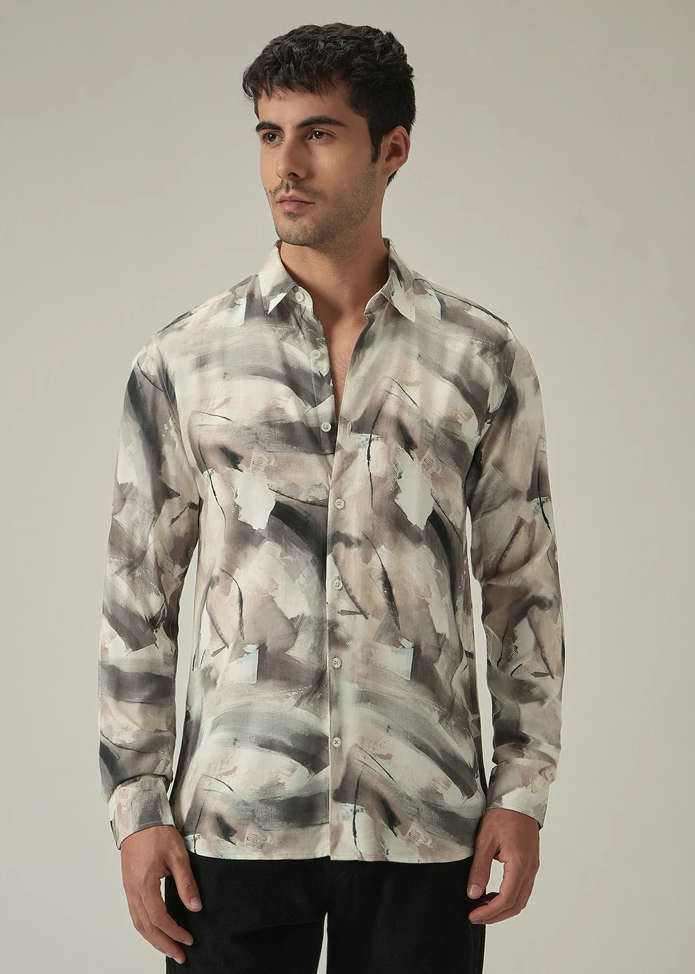 Brown Monochrome Print Shirt - Image 3