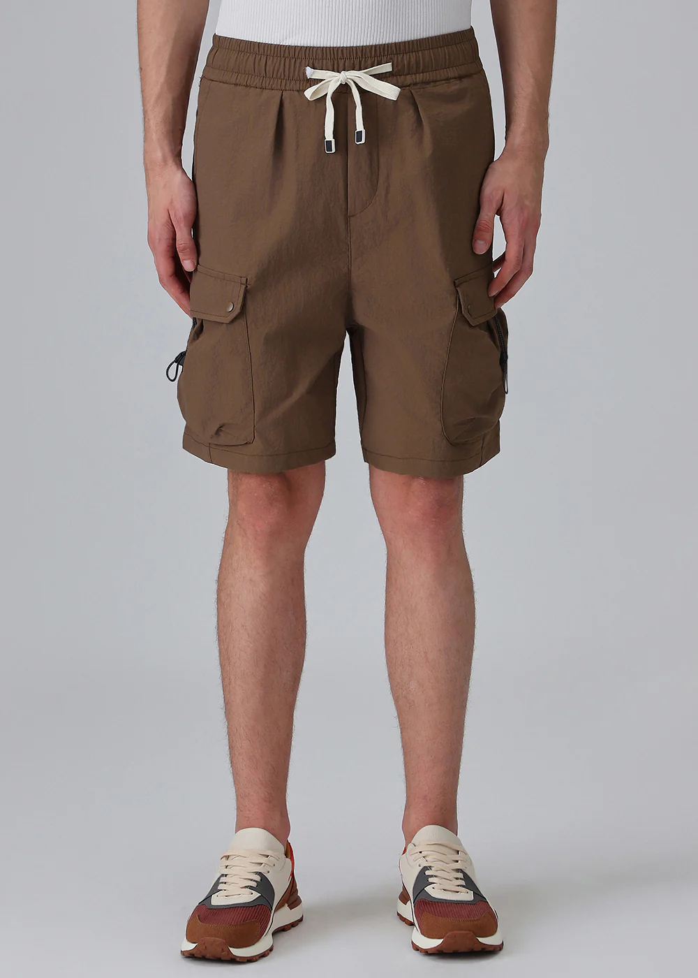 Brown Multi-Pocket Utility Shorts - Image 3