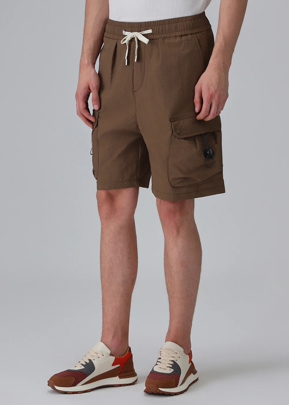 Brown Multi-Pocket Utility Shorts - Image 4