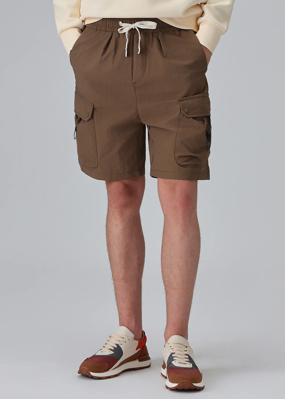 Brown Multi-Pocket Utility Shorts - Image 7