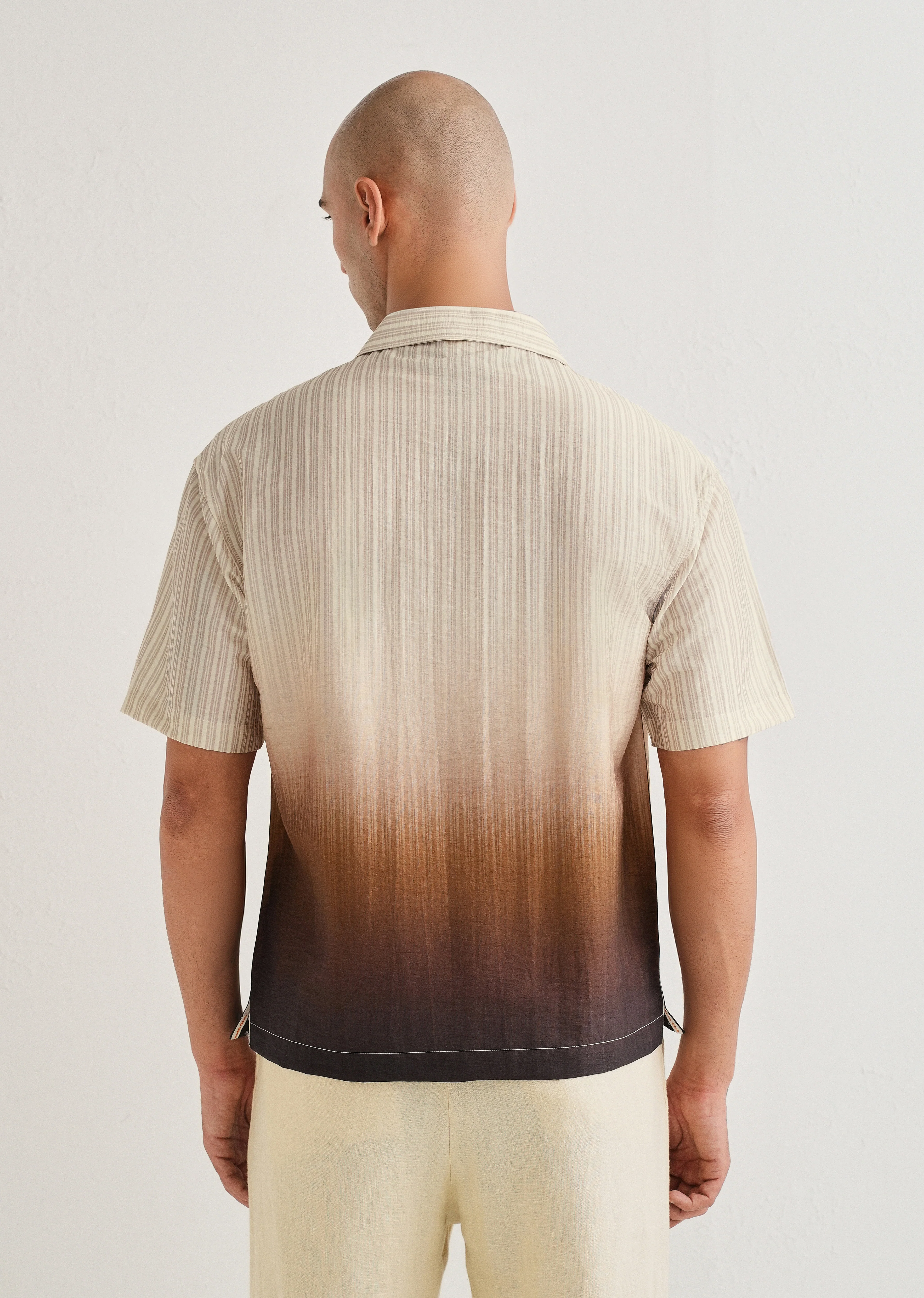 Brown Ombre Stripe Placement Print Shirt - Image 2