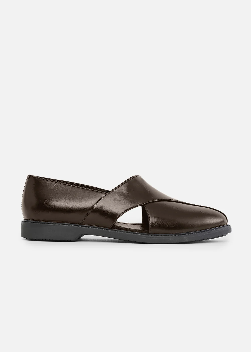 Brown Panel Cut Slip-On Shoes - Image 4