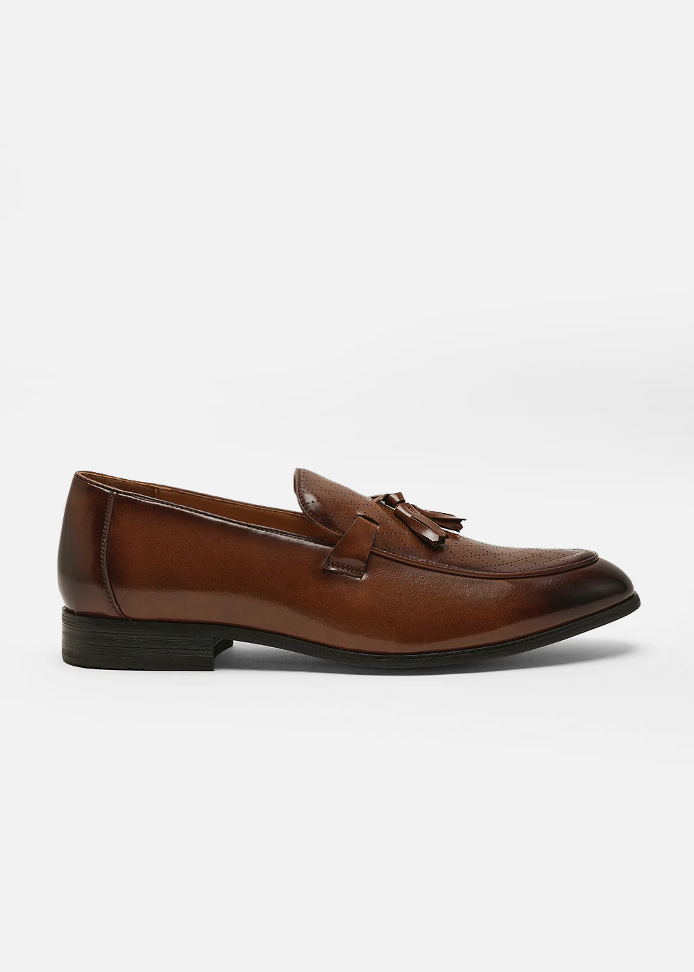 Brown Perforated Tassel Loafers - Image 2