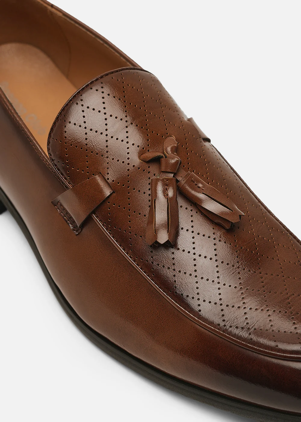 Brown Perforated Tassel Loafers - Image 3