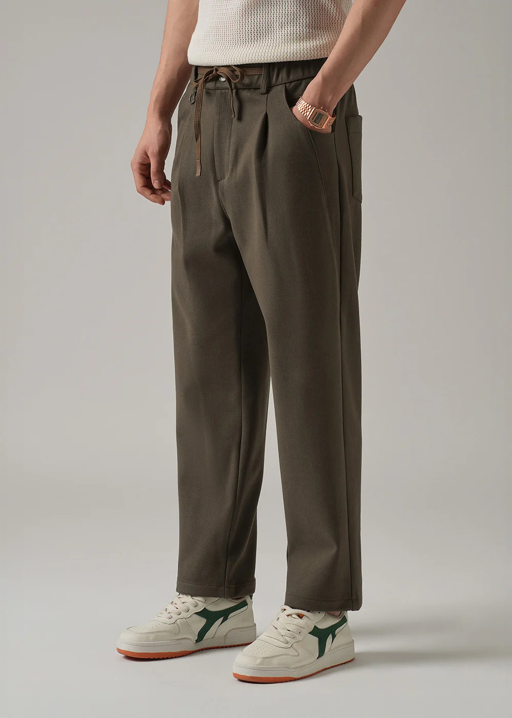 Brown Pin Stripe Suede Pant - Image 4