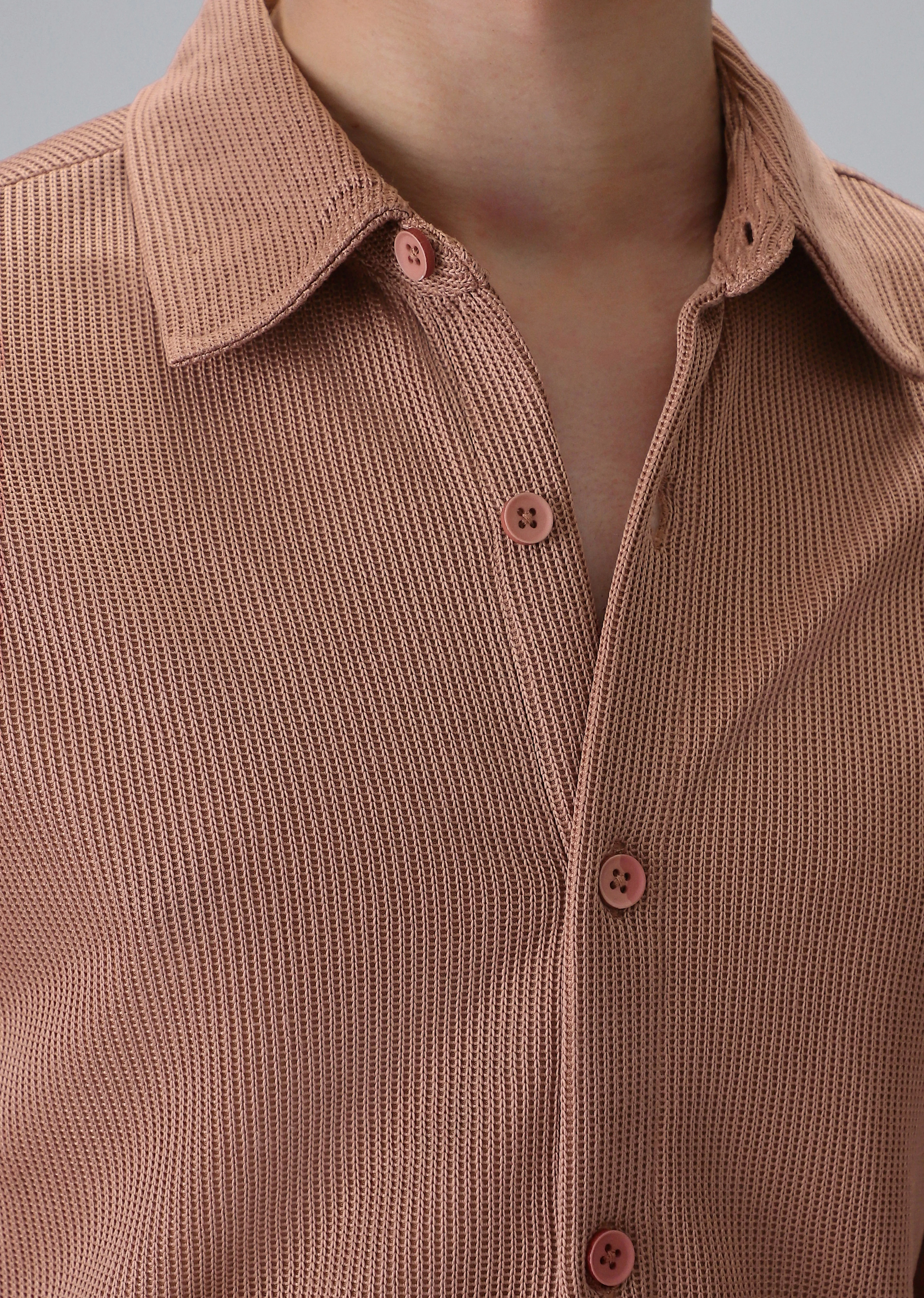 Brown Plain Knitted Shirt - Image 5