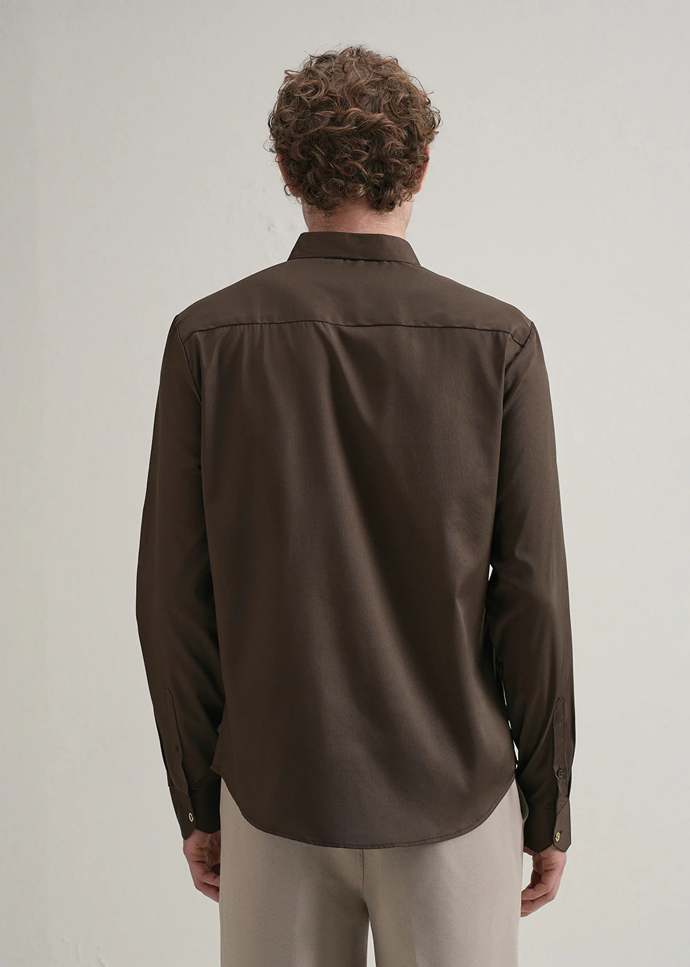 Brown Plain Stitchless Placket Shirt - Image 4