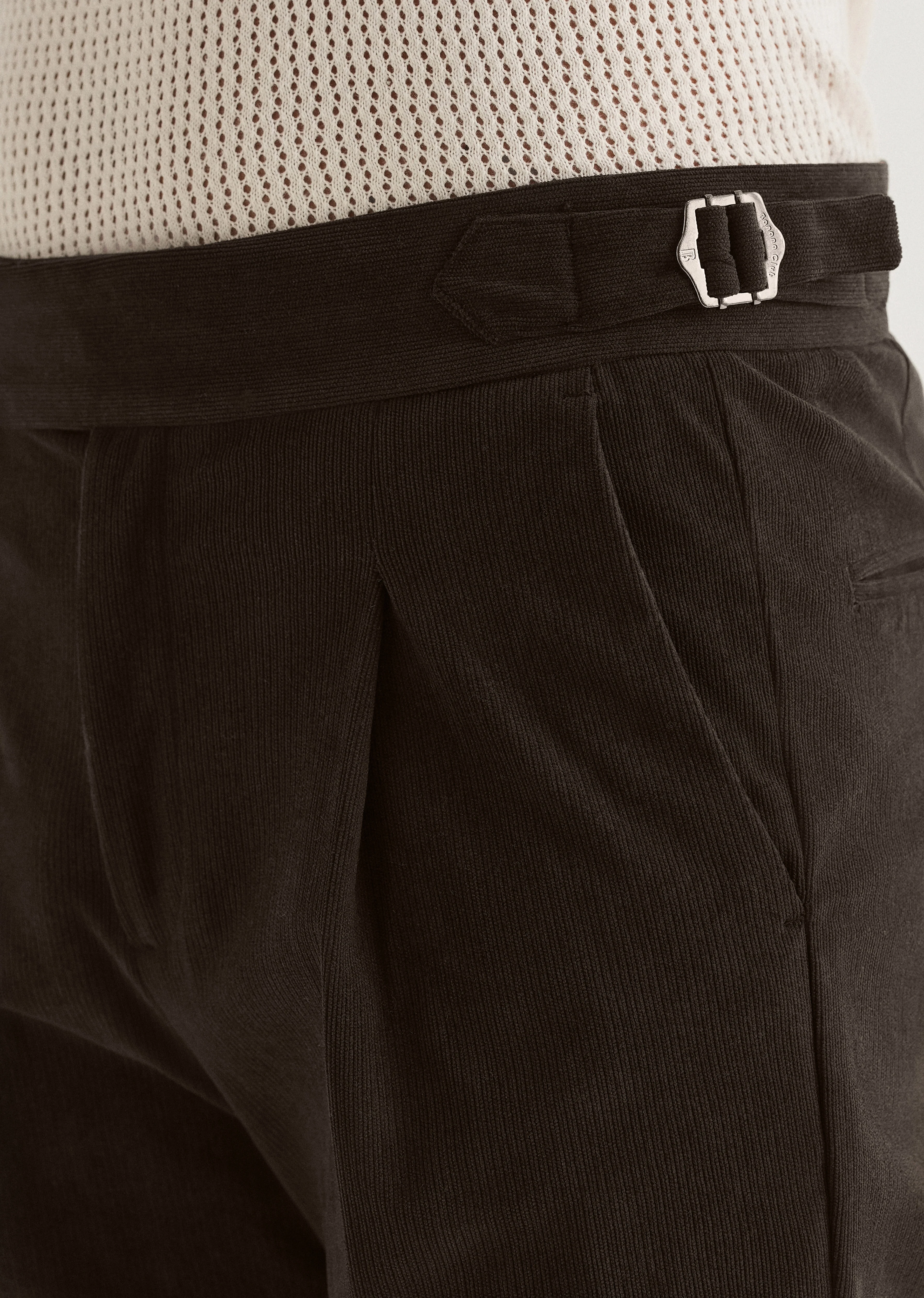 Brown Pleated Corduroy Gurkha Pant - Image 2