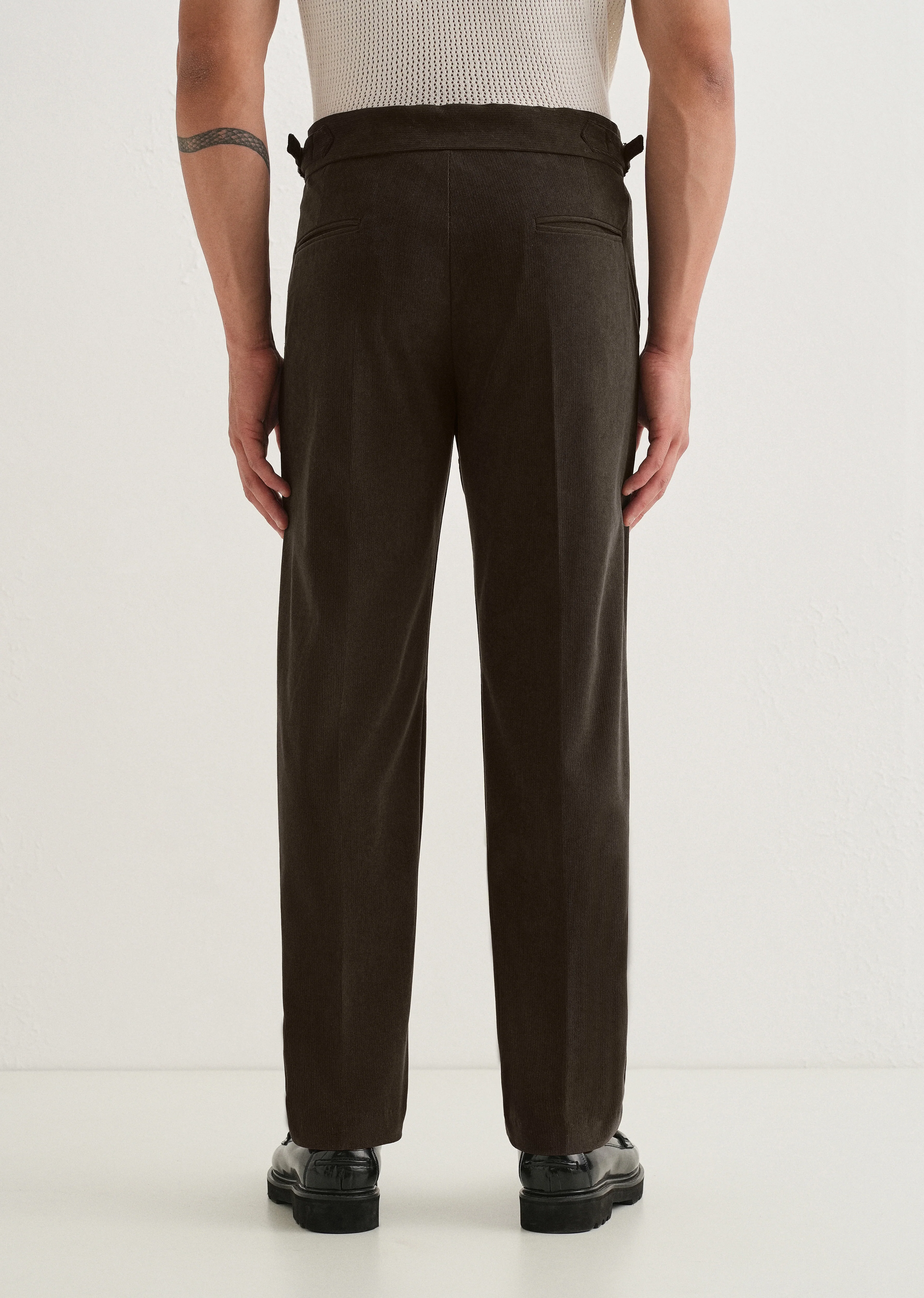Brown Pleated Corduroy Gurkha Pant - Image 3