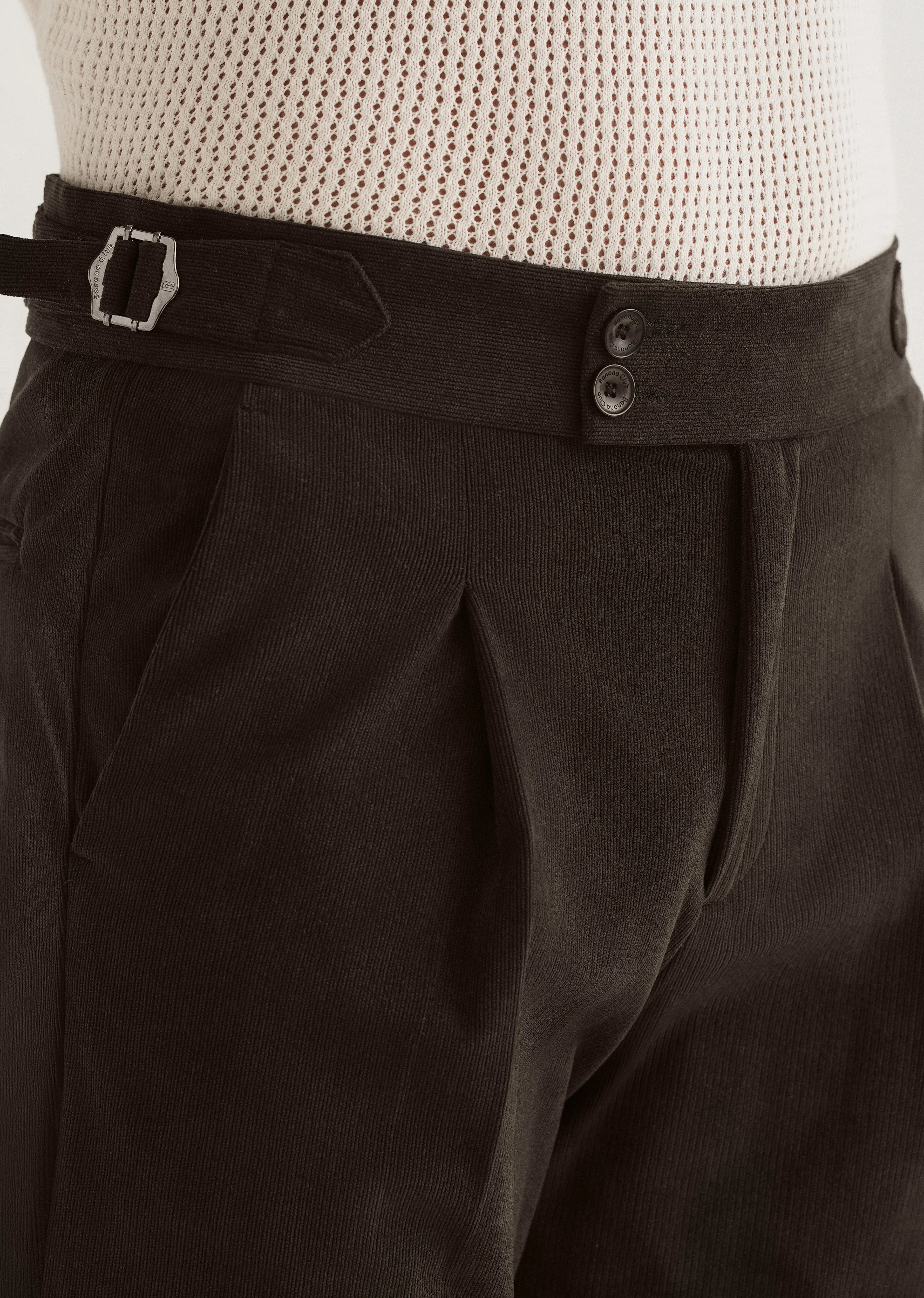 Brown Pleated Corduroy Gurkha Pant - Image 6