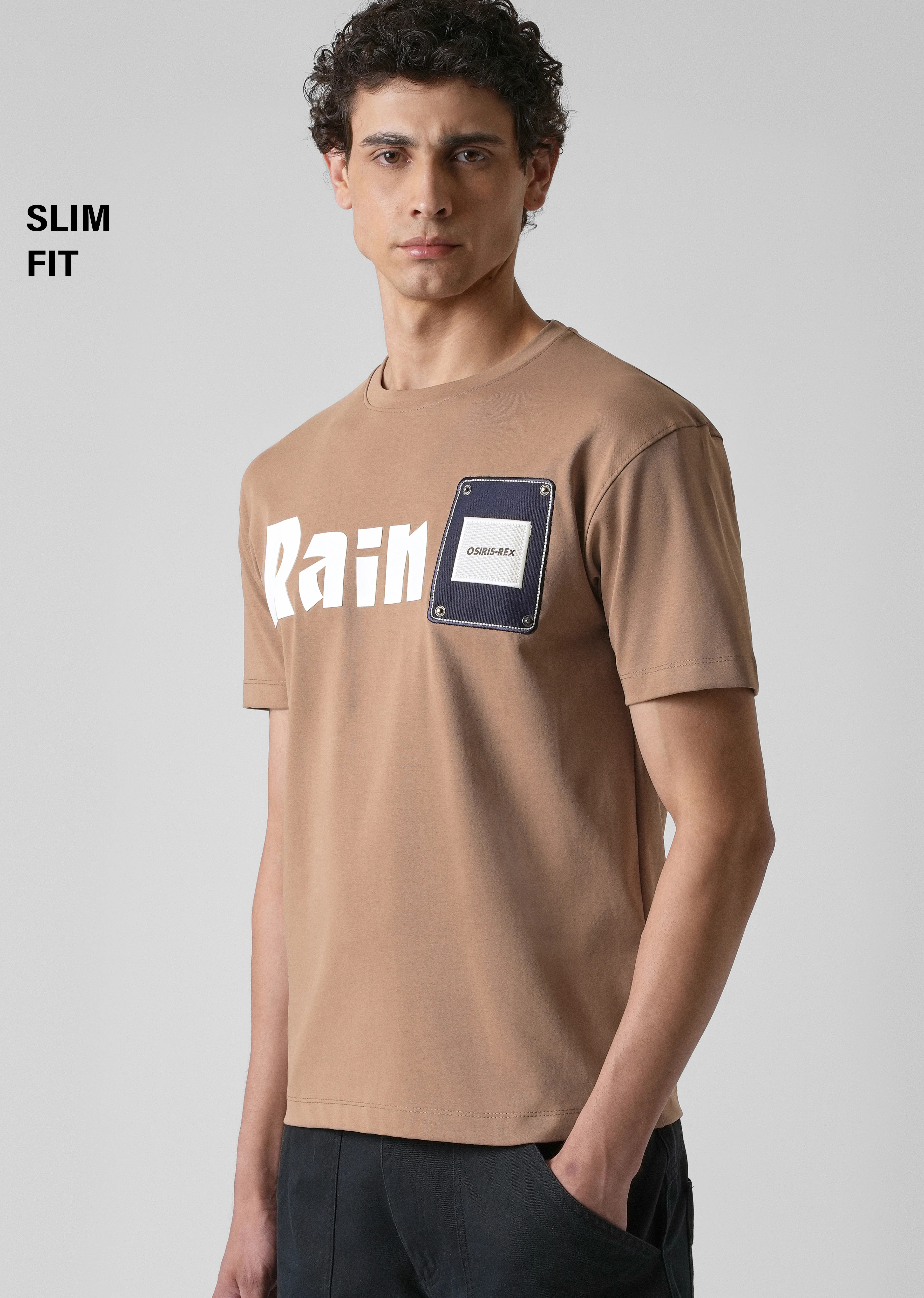 Brown Printed Patch Slim Fit T-shirt - Image 7