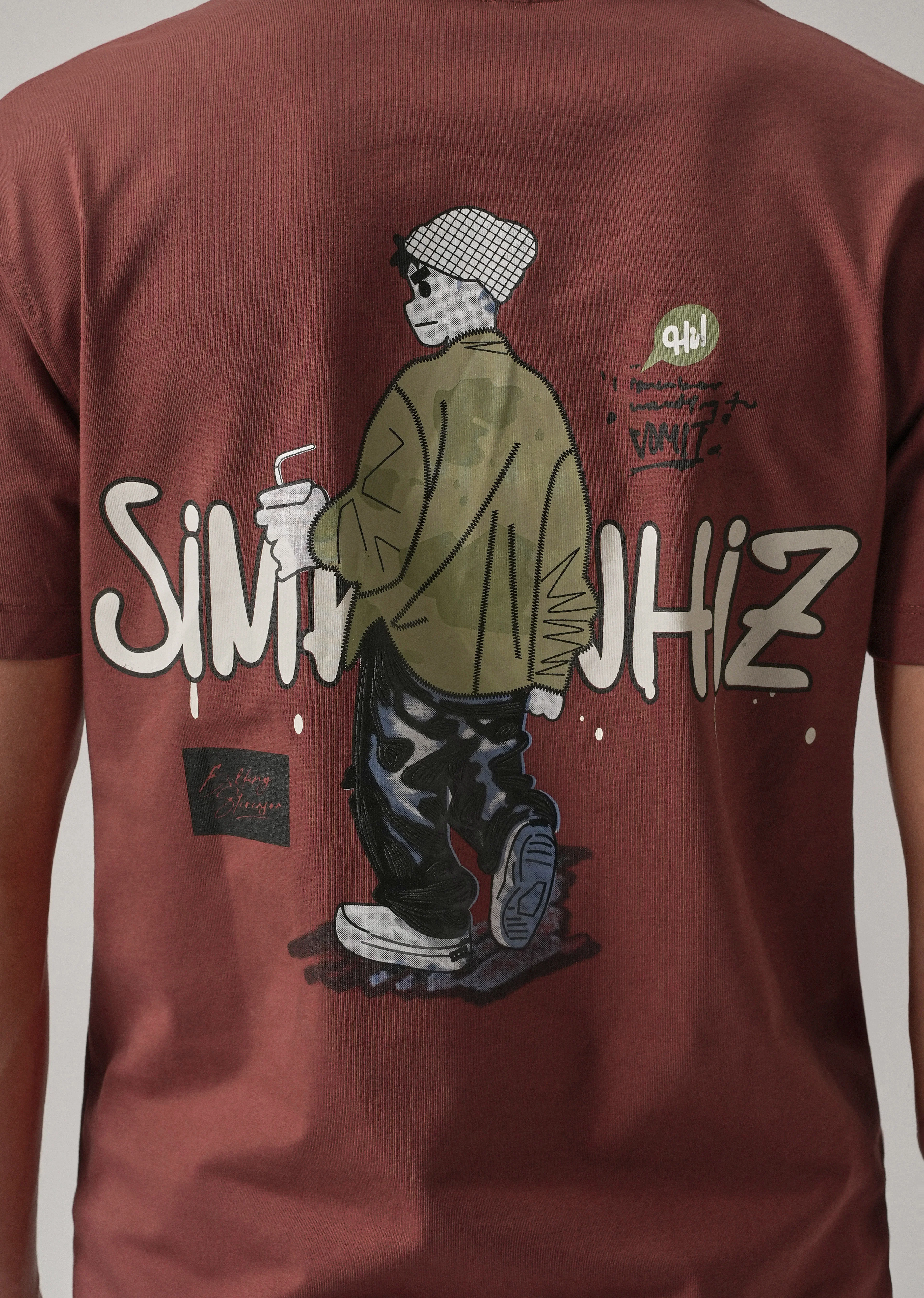 Brown Printed Slim Fit T-Shirt - Image 2