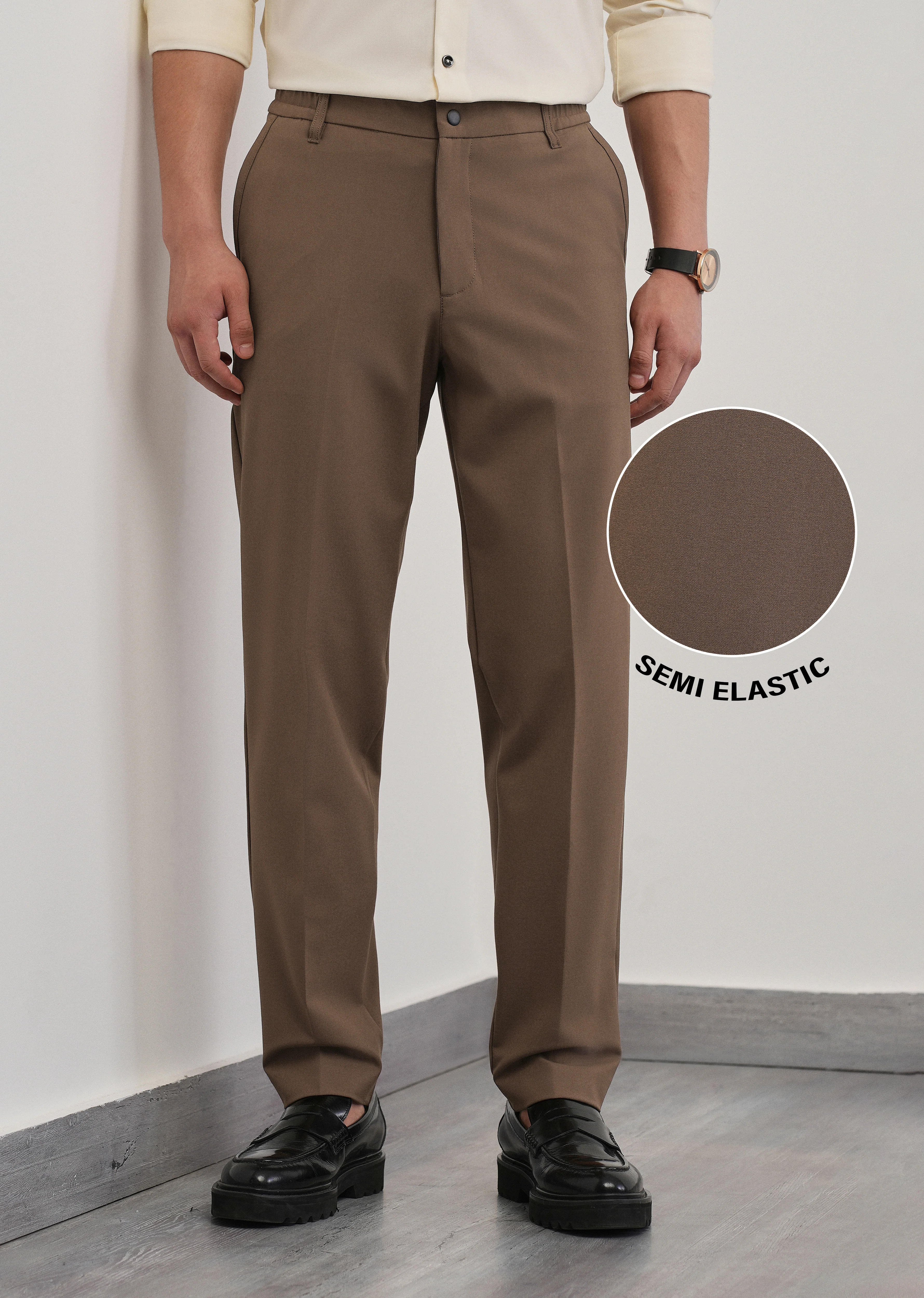 Brown Semi-Elastic Slim Fit Trouser - Image 7