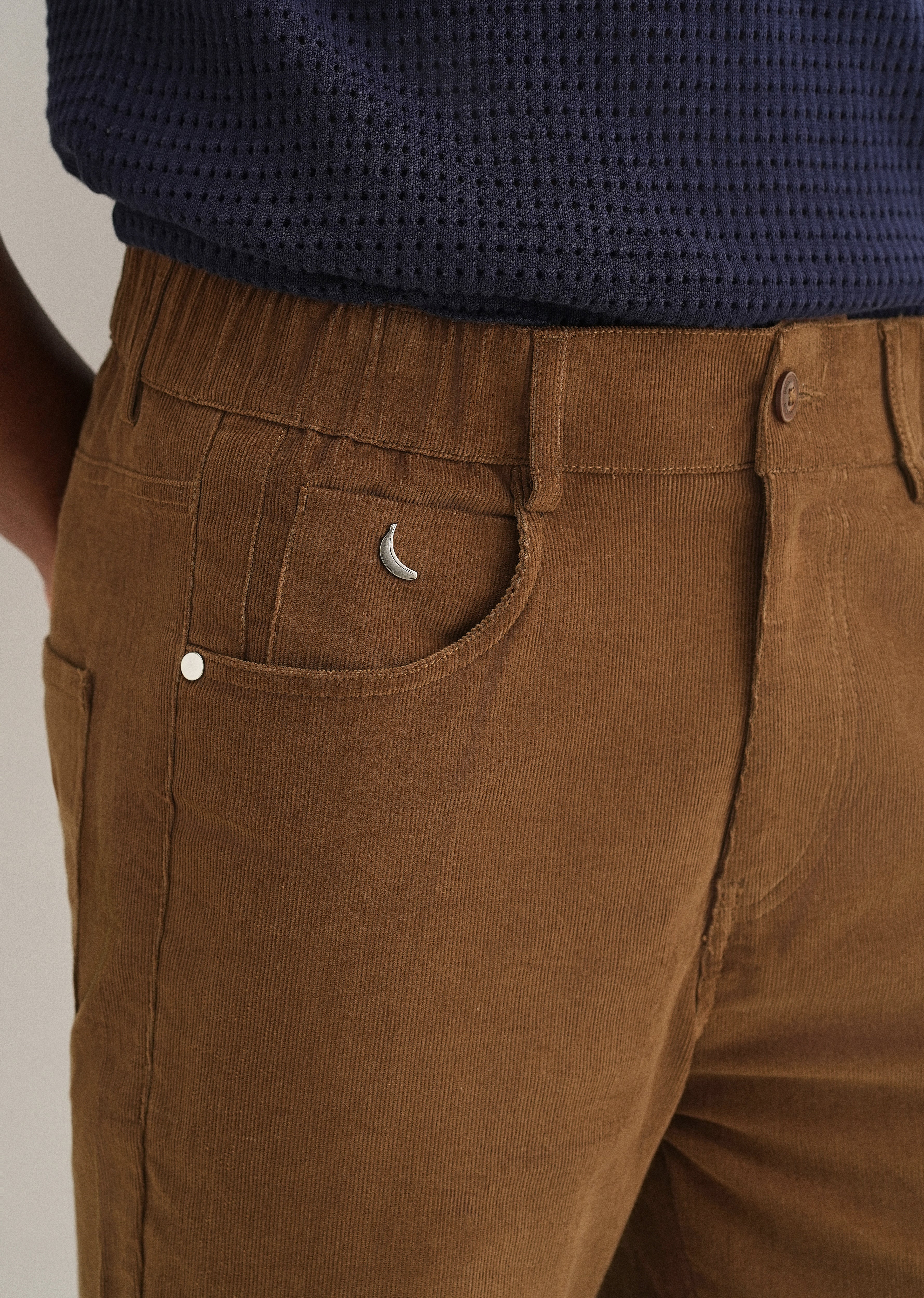 Brown Semi-Elasticated Corduroy Pant - Image 2