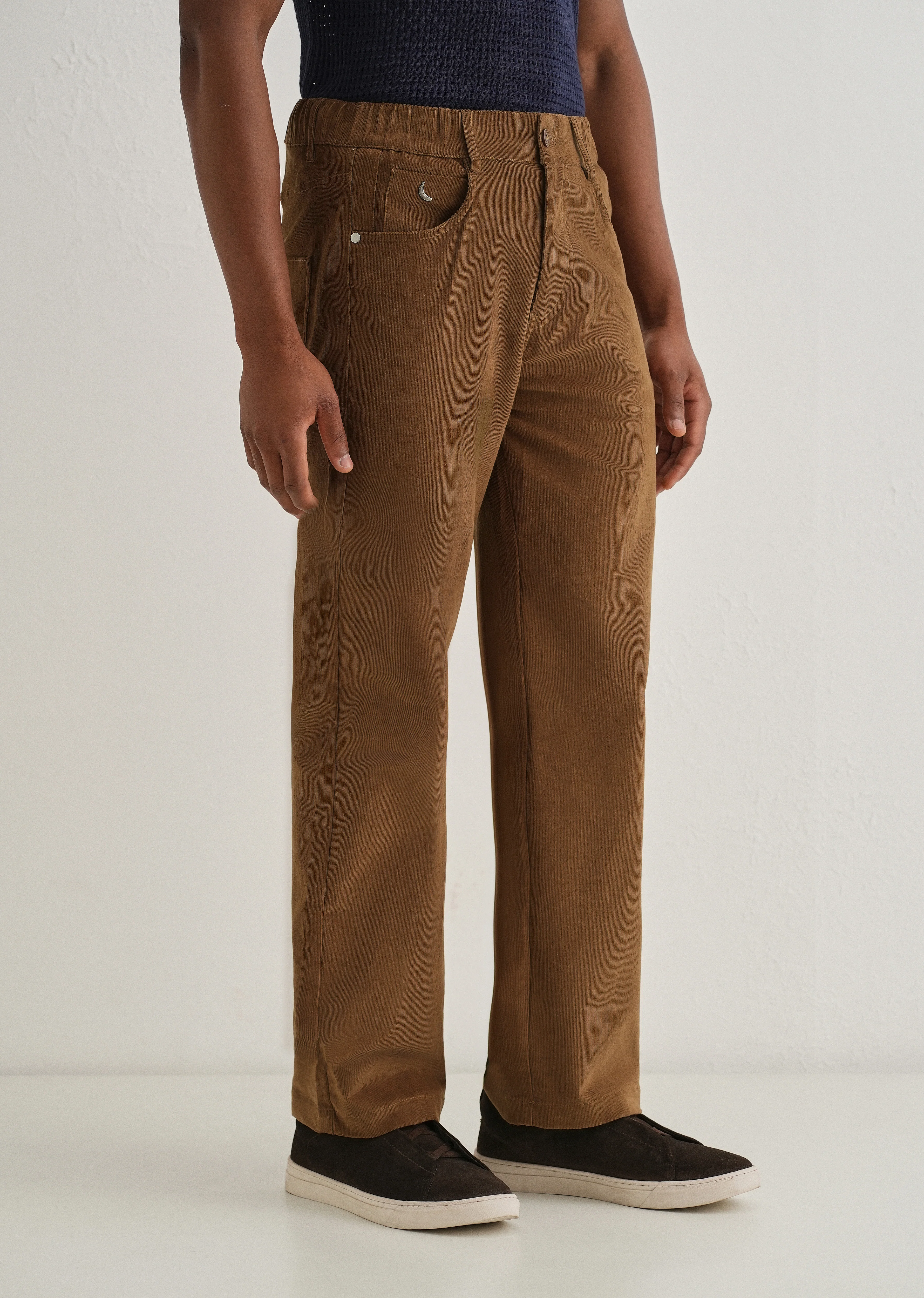 Brown Semi-Elasticated Corduroy Pant - Image 5