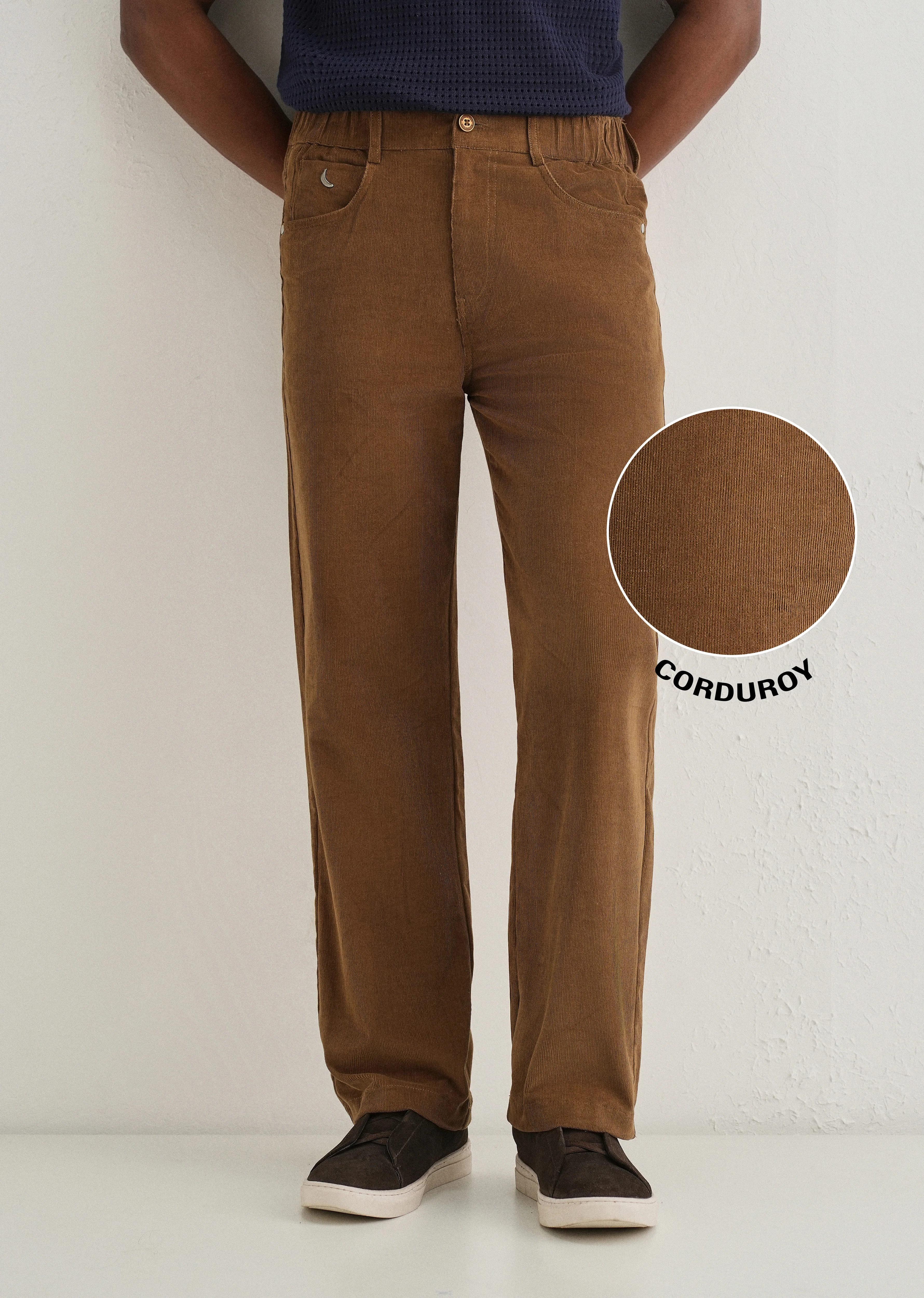 Brown Semi-Elasticated Corduroy Pant - Image 7
