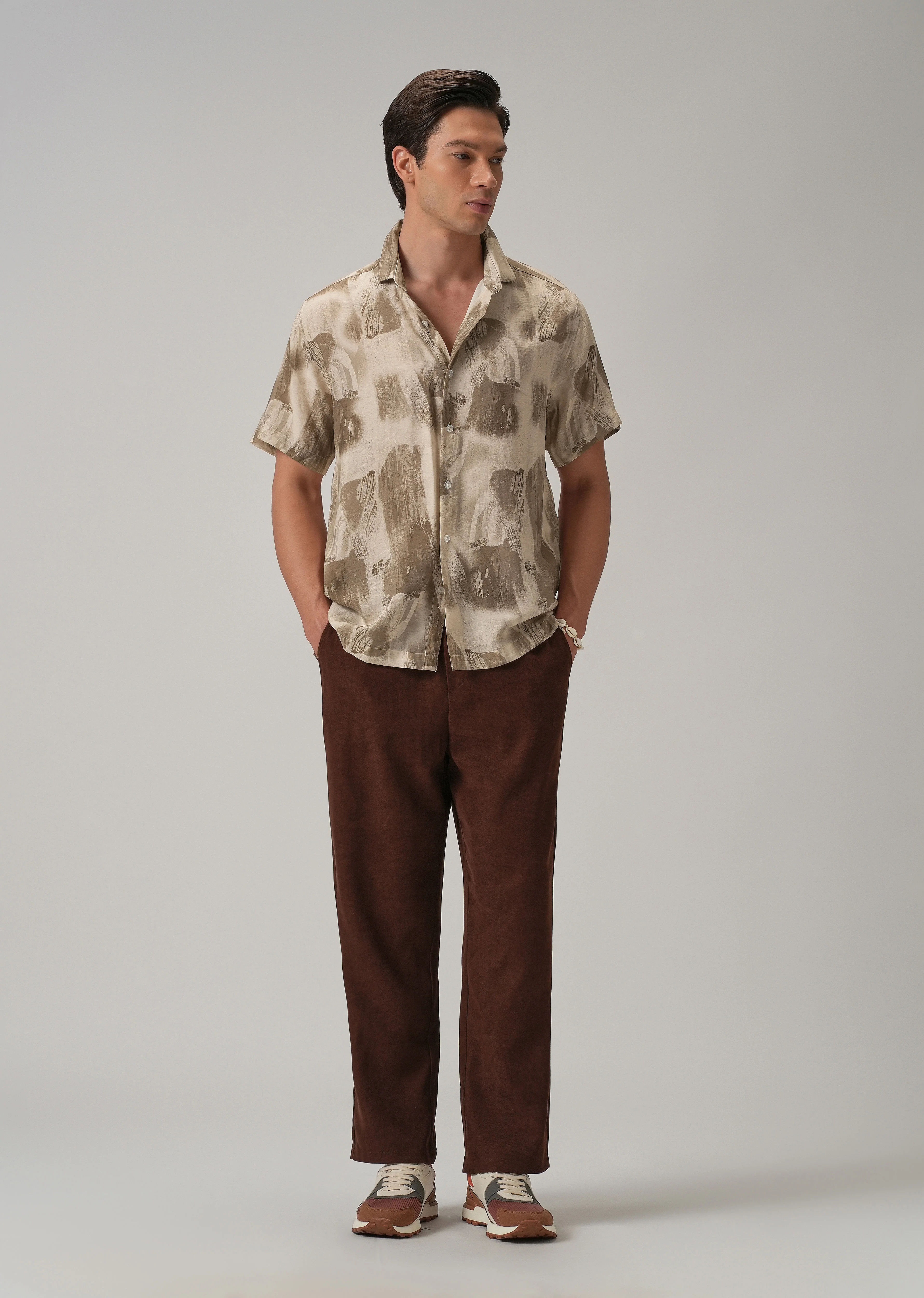 Brown Soft Stroke Printed Shirt - Image 6