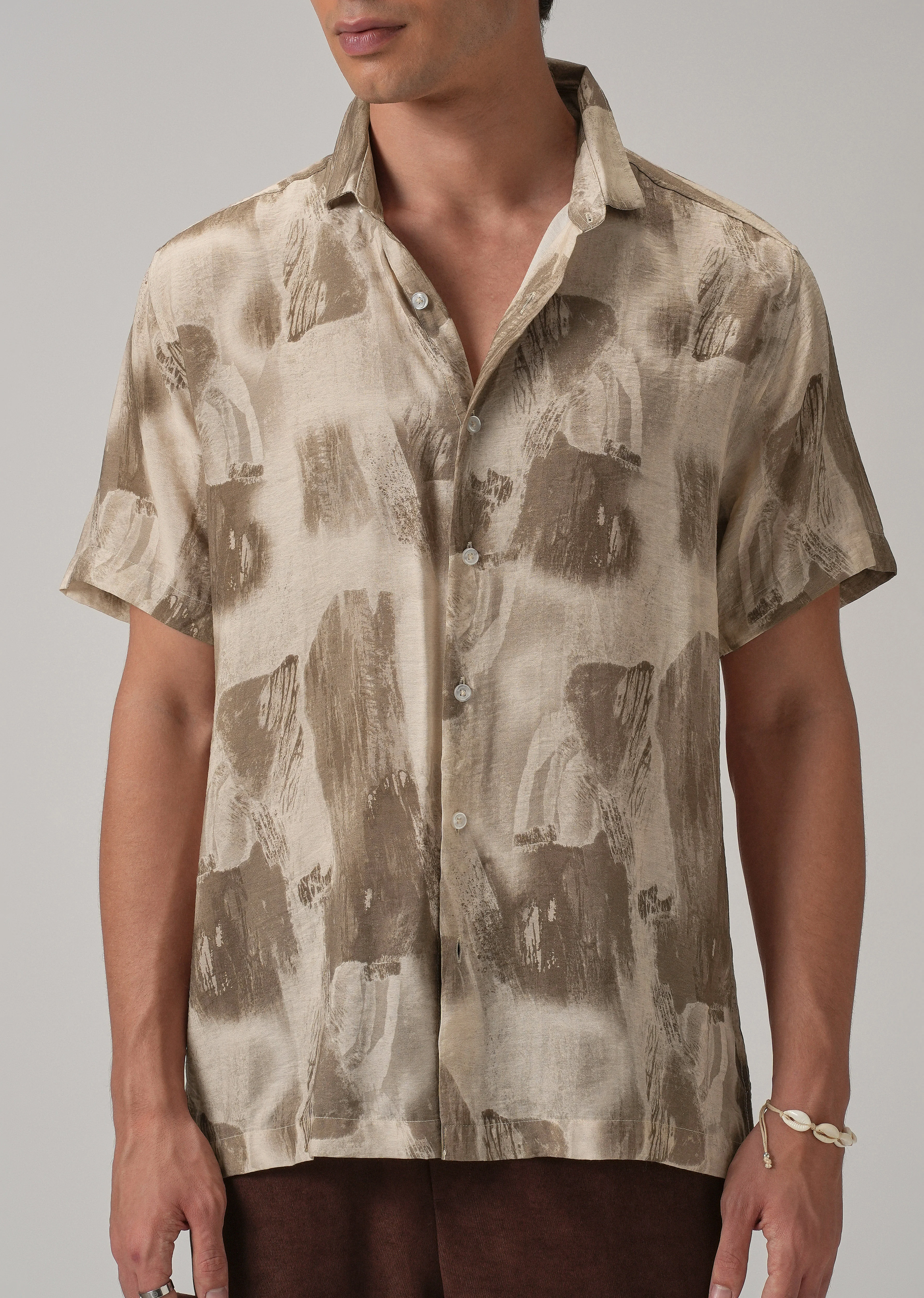 Brown Soft Stroke Printed Shirt - Image 7