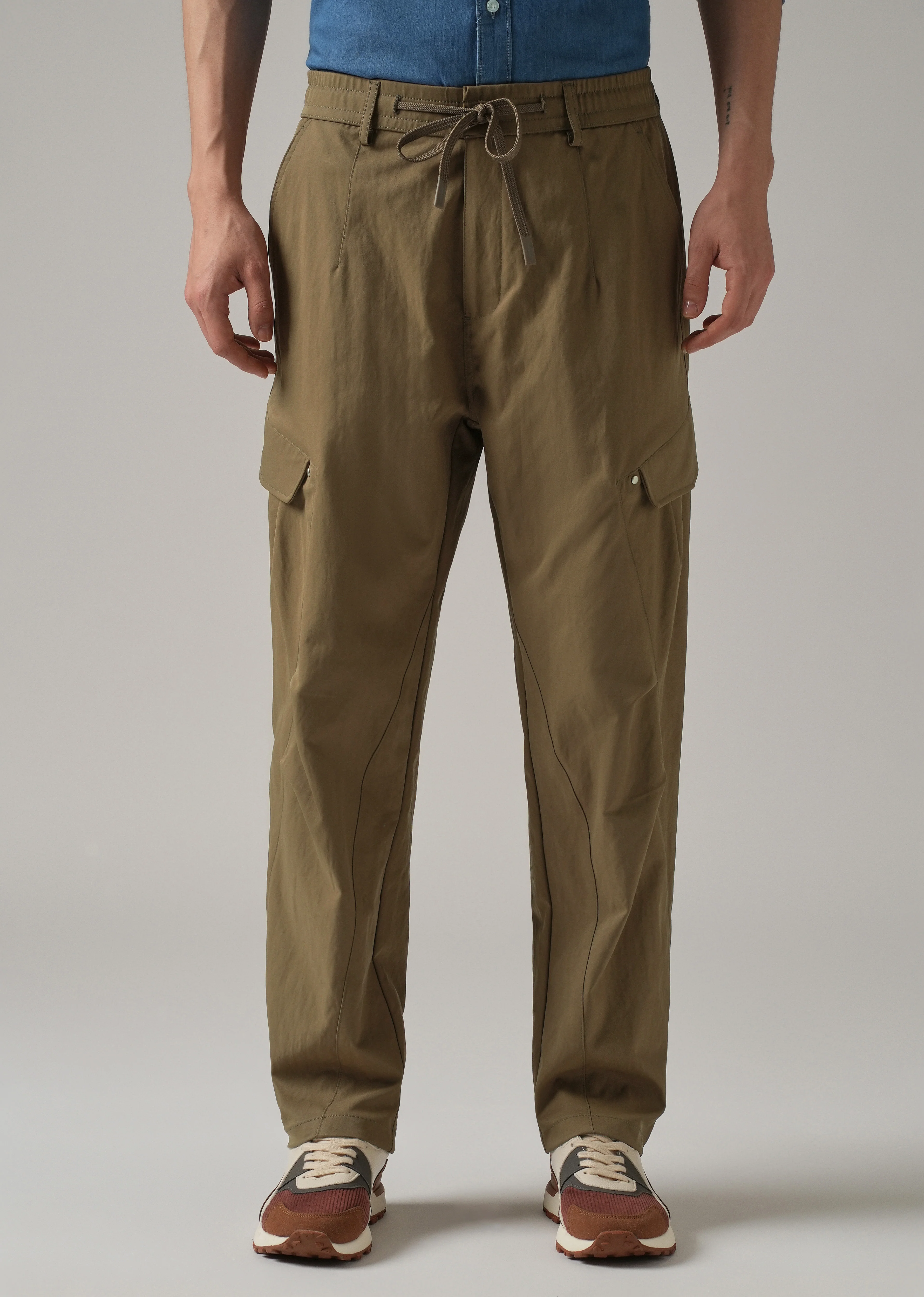 Brown Stone Wash Cargo Pants - Image 3