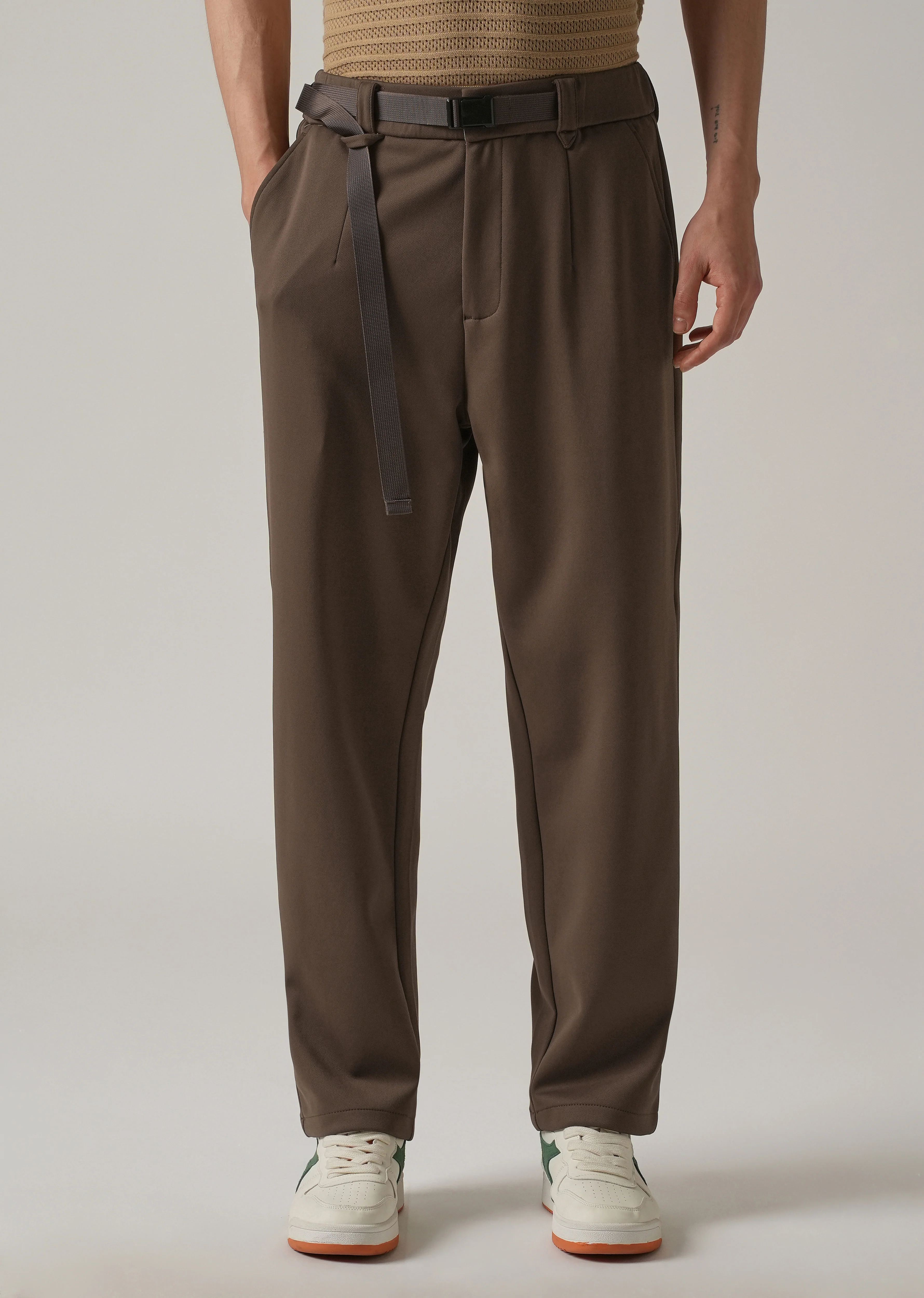 Brown Stretch Elasticated Pant - Image 3