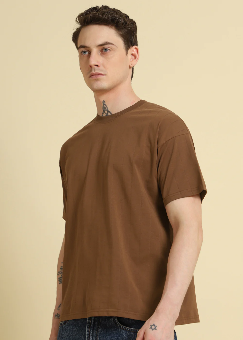 Brown Striped Oversized T-shirt - Image 7