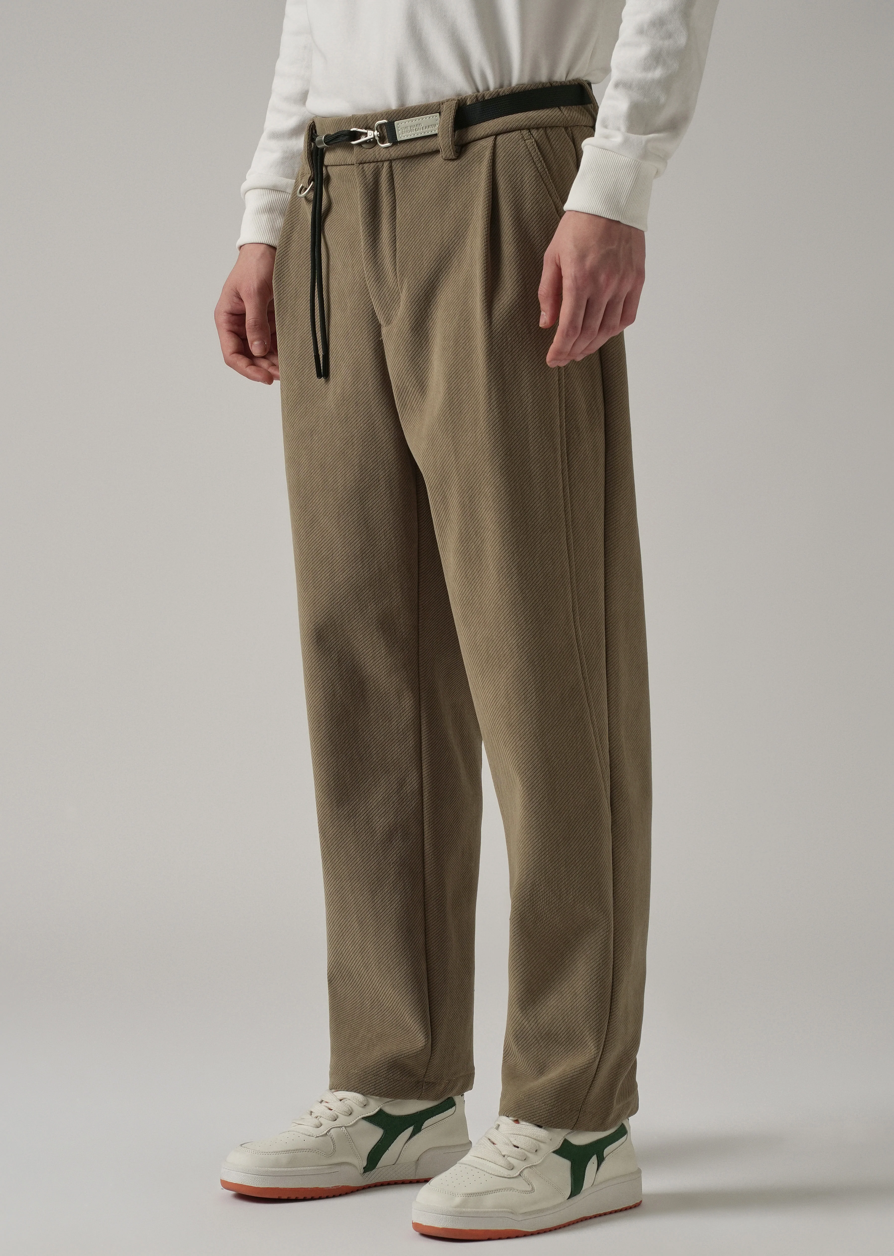 Brown Textured Corduroy Belt Pant - Image 4