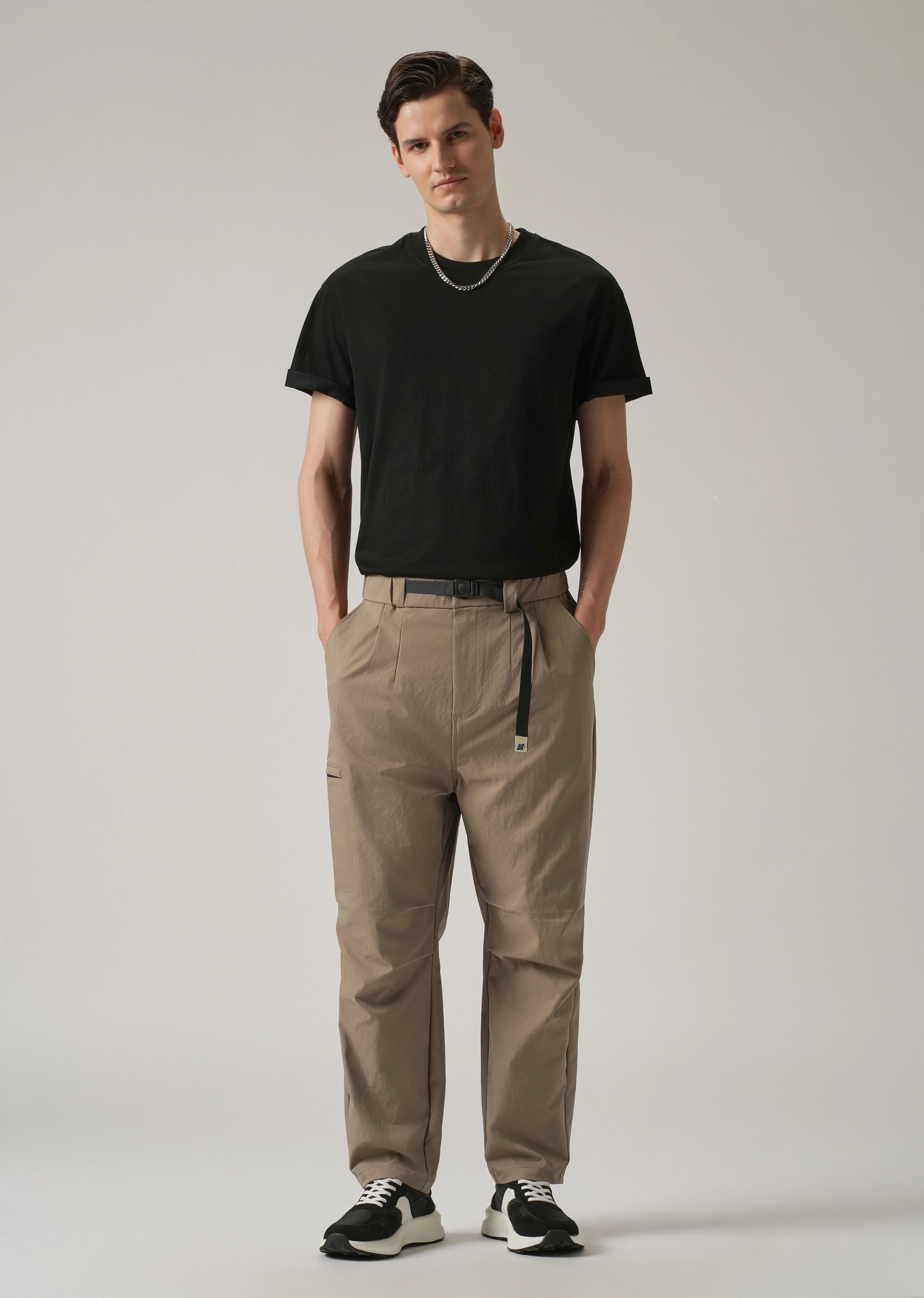 Brown Twill Belt Relaxed Fit Pant - Image 6