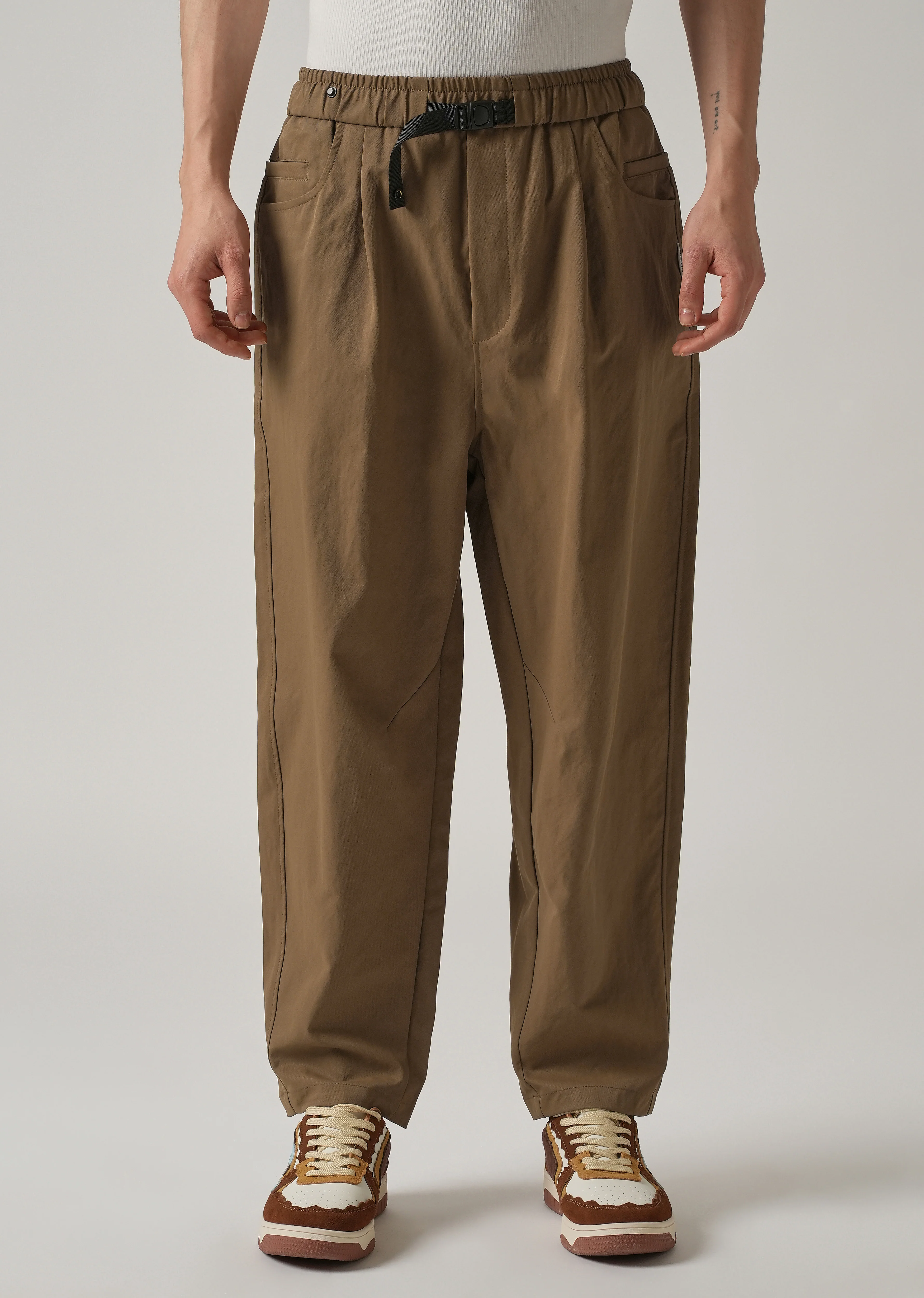 Brown Twill Relaxed Fit Pant - Image 3