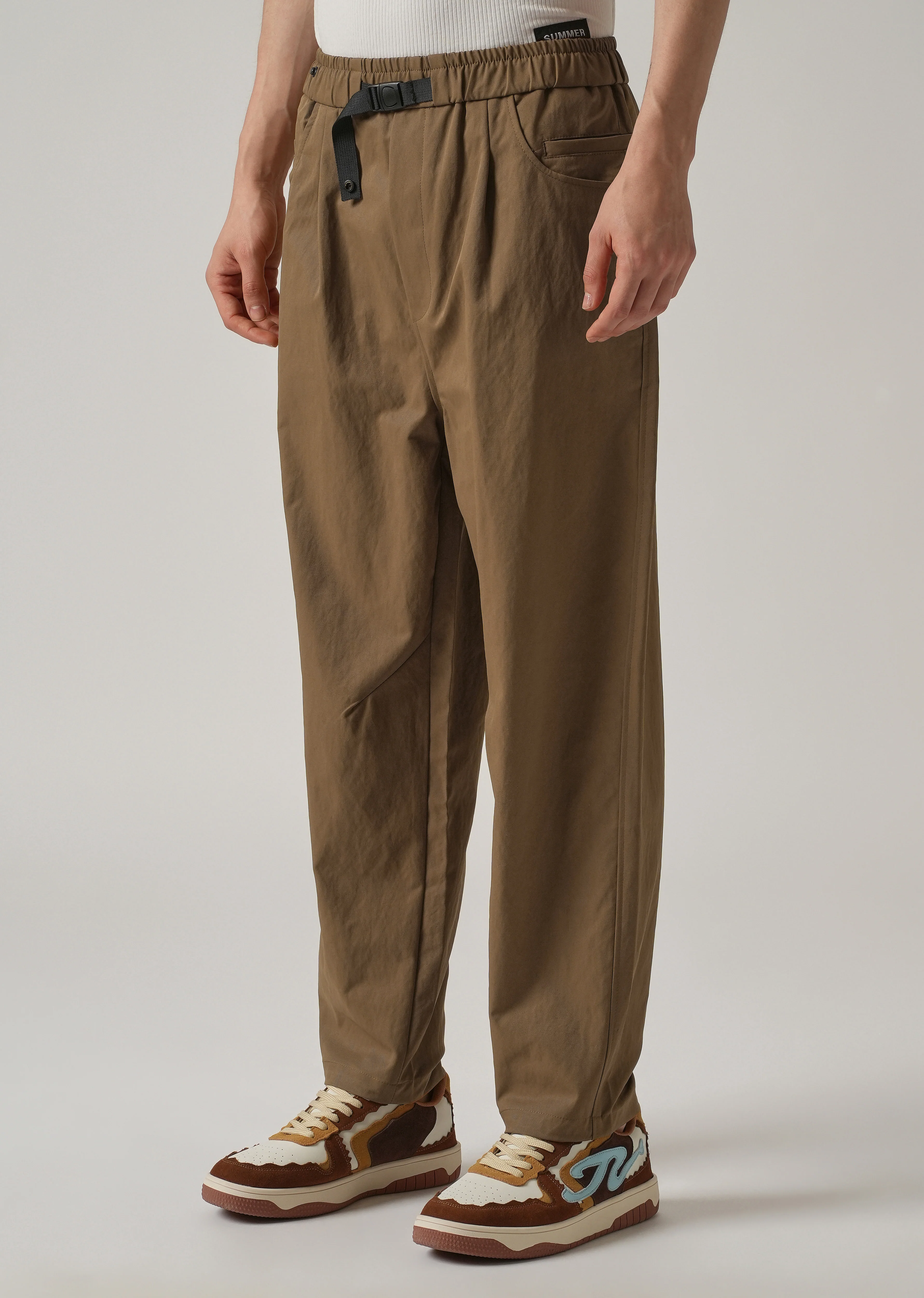 Brown Twill Relaxed Fit Pant - Image 4