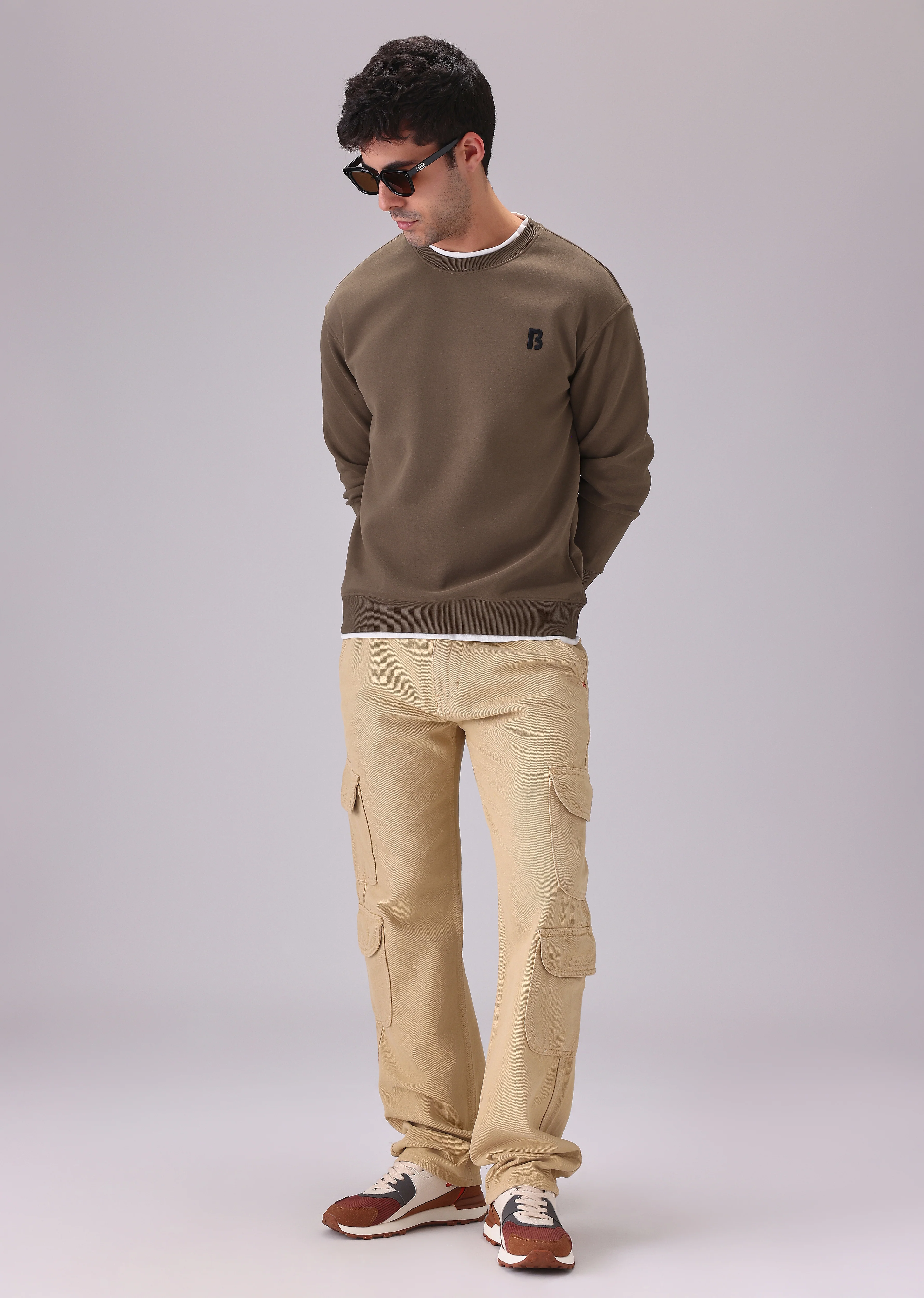 Brown White Contrast Sweatshirt - Image 6