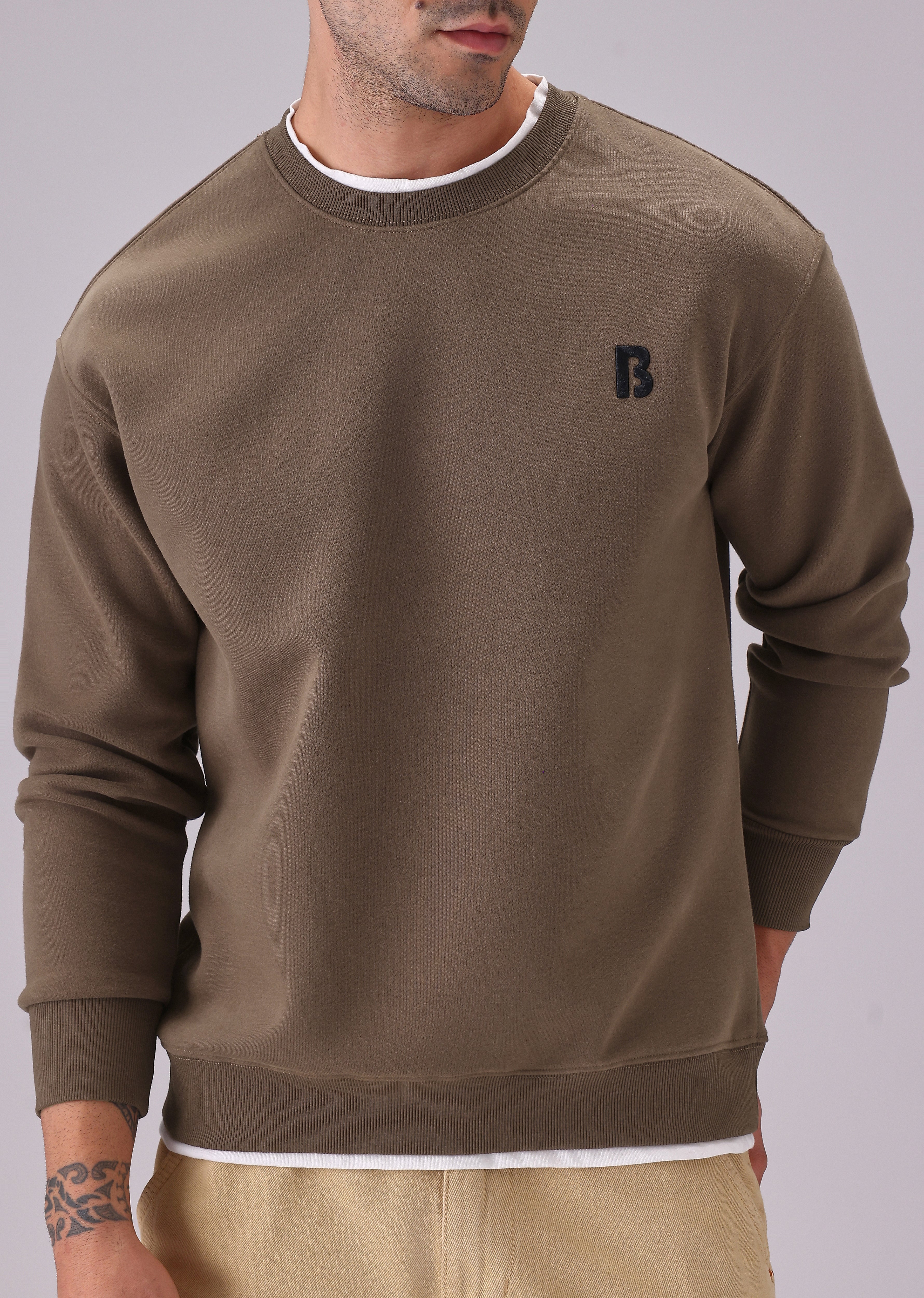 Brown White Contrast Sweatshirt - Image 7
