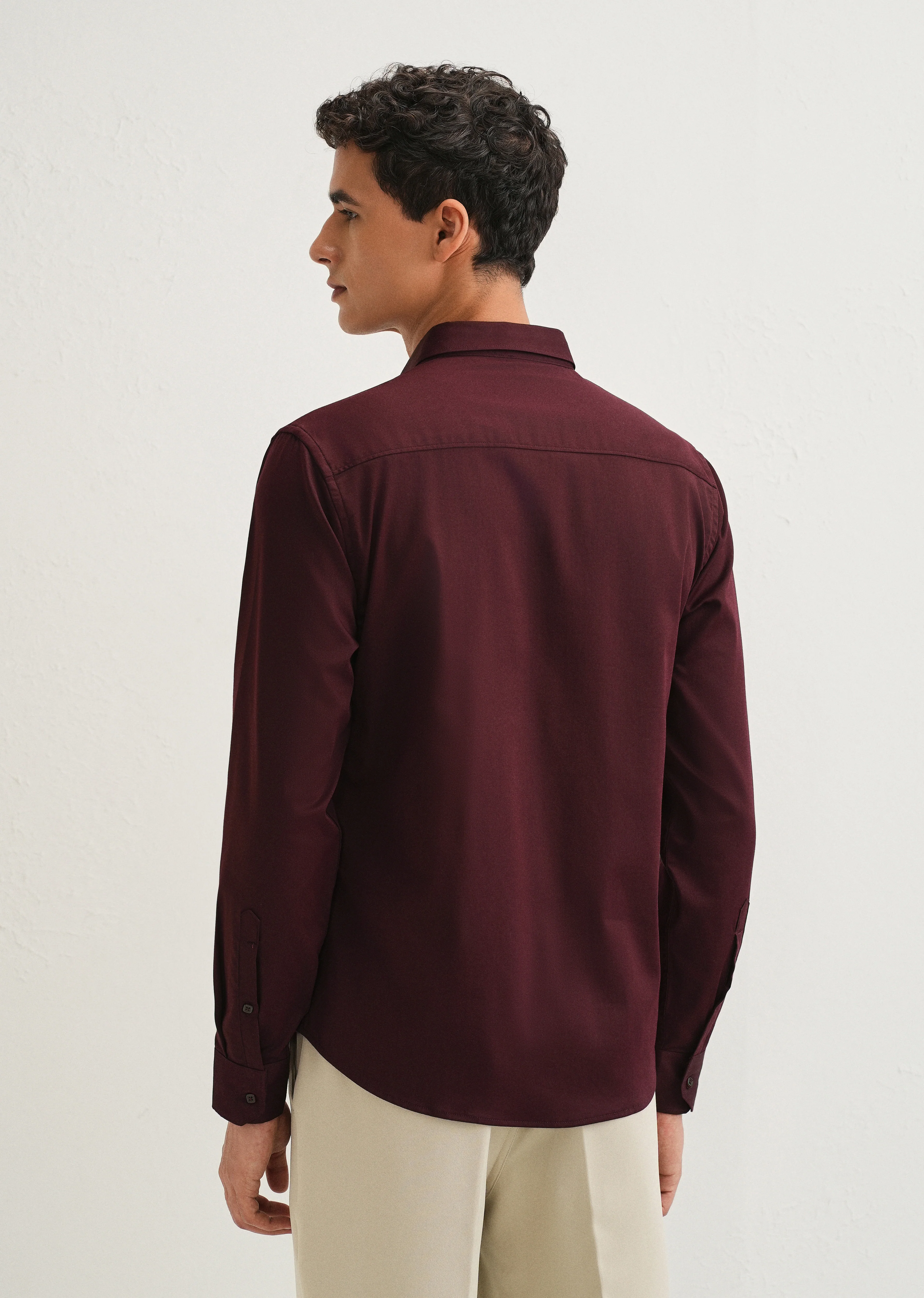Burgundy Front Panel Open Pleat Shirt - Image 2