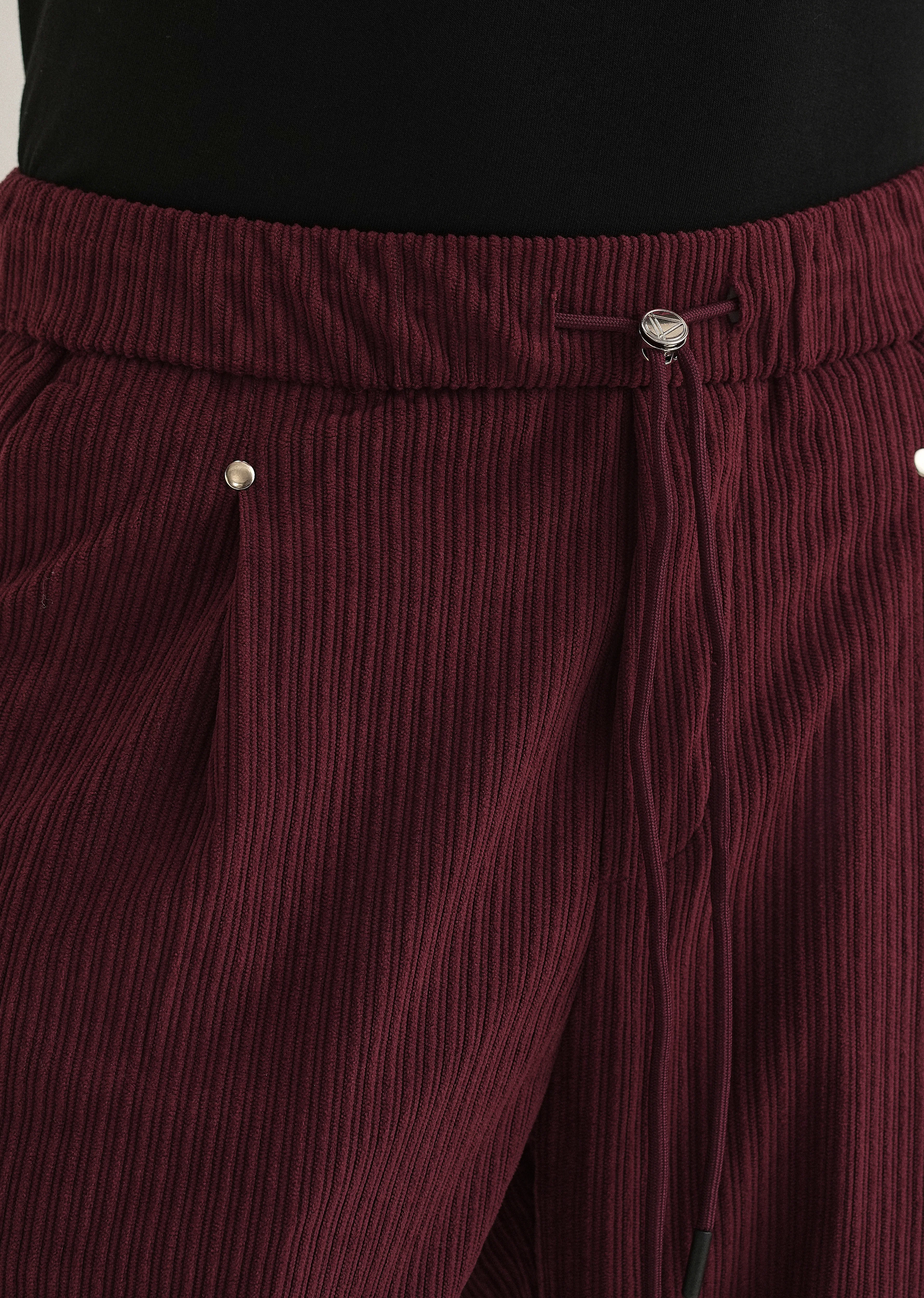 Burgundy Red Drawstring Corduroy Pant - Image 5