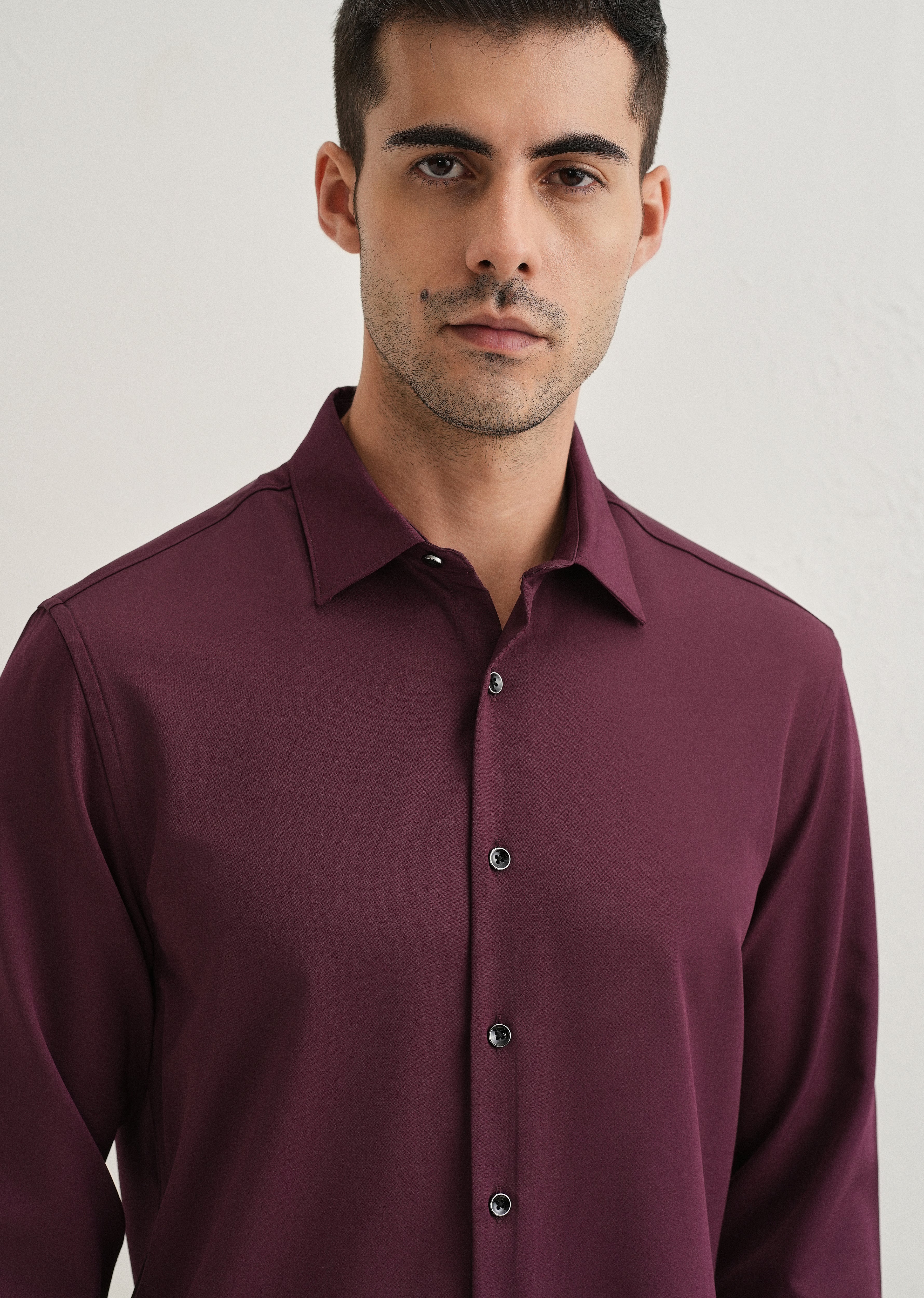Burgundy Wrinkle Free Plain Shirt - Image 6