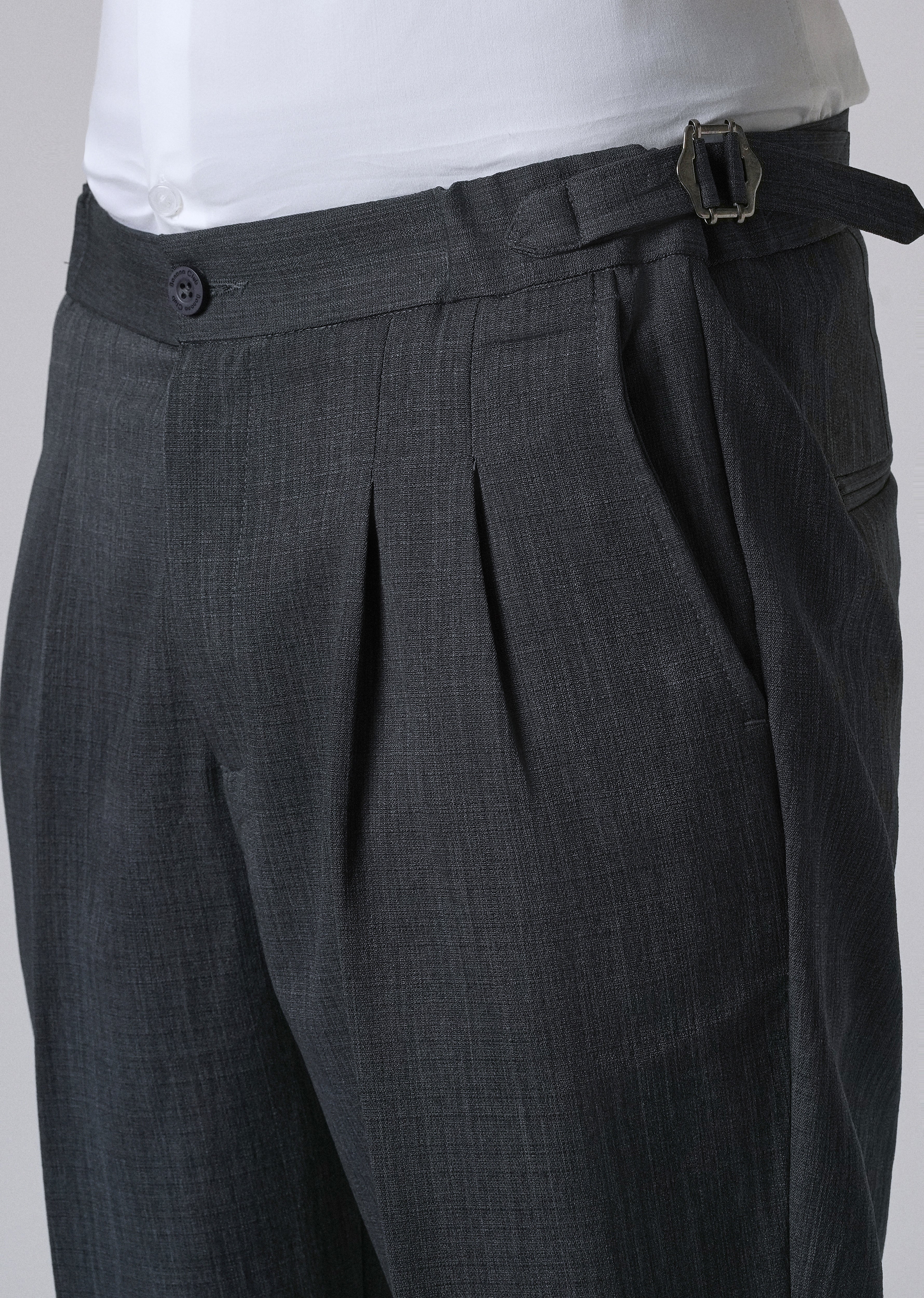 Burnt Grey Pleated Gurkha Pant - Image 5
