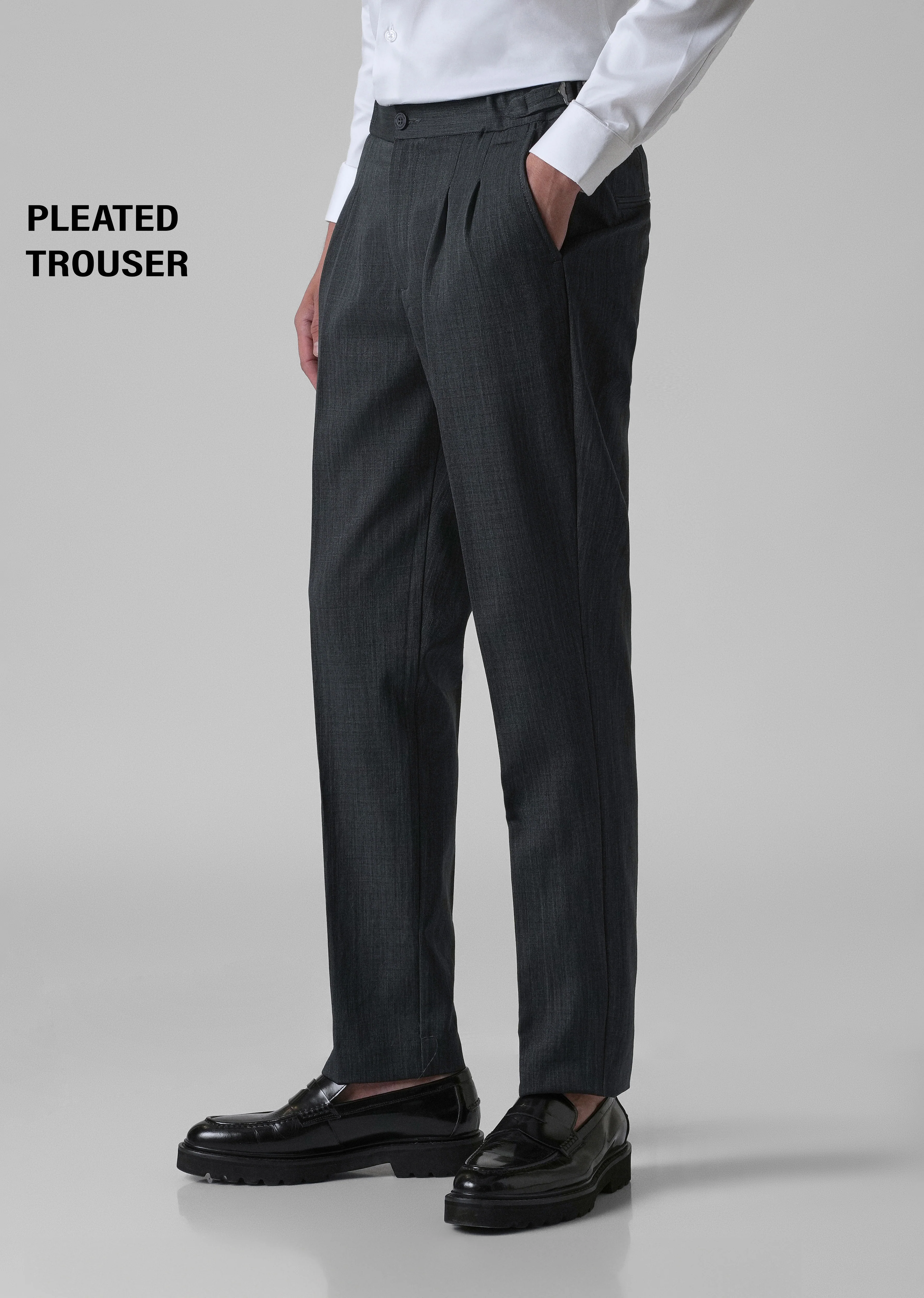 Burnt Grey Pleated Gurkha Pant - Image 7