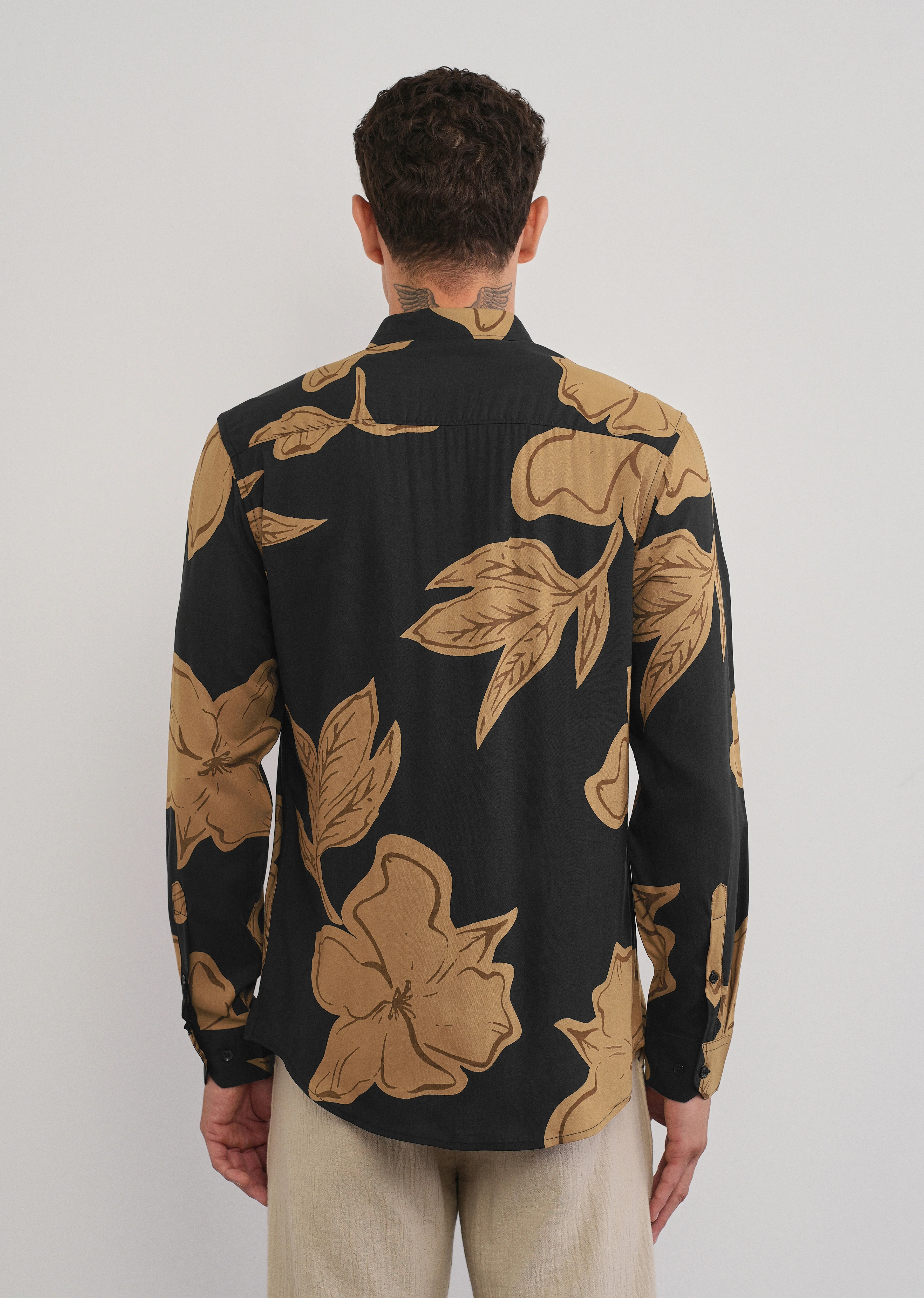 Burnt Ochre Bold Floral Print Shirt - Image 2
