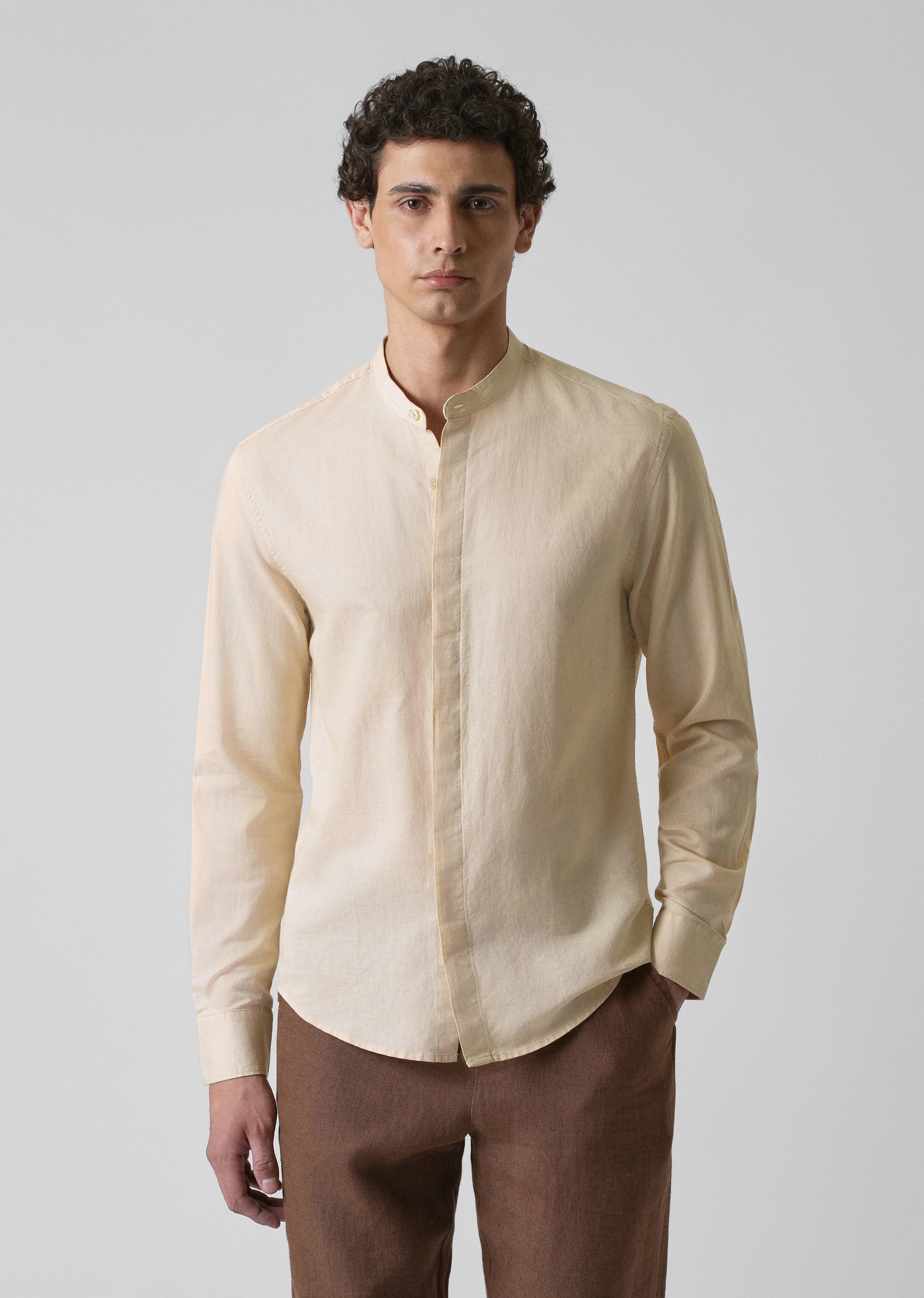 Butter Cream Cotton Linen Shirt - Image 3