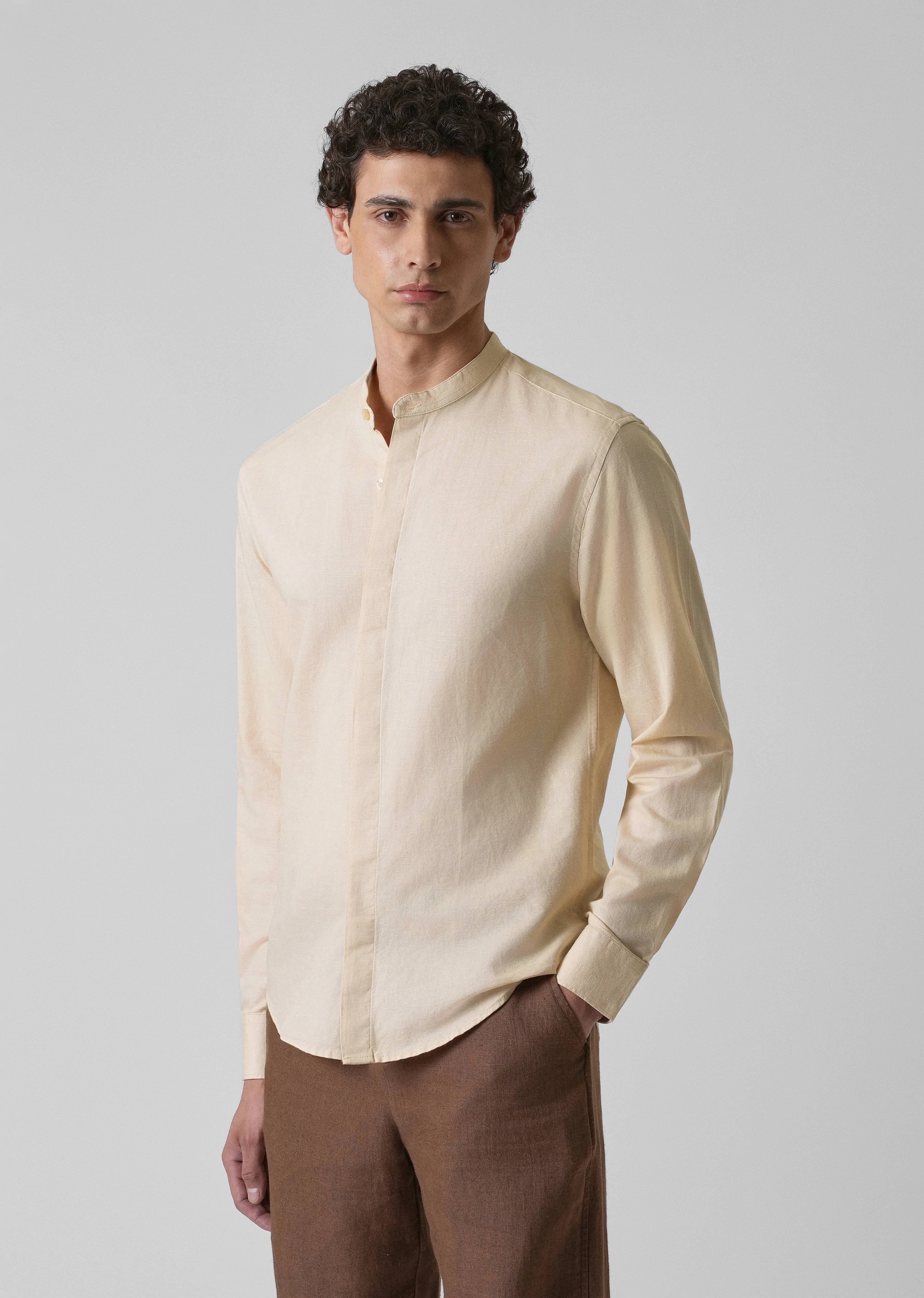 Butter Cream Cotton Linen Shirt - Image 4