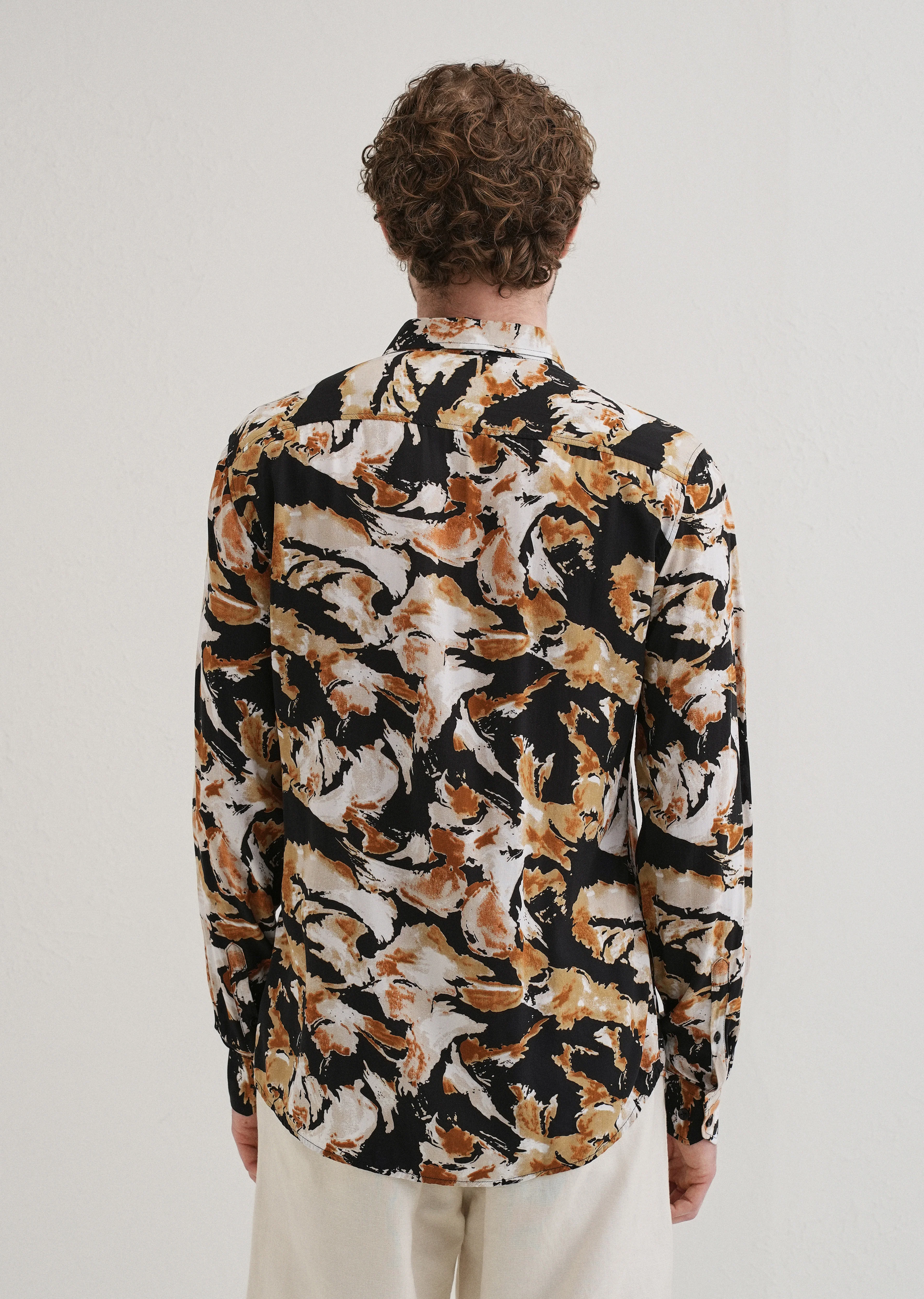 Caramel Brown Print Full sleeve shirt - Image 2